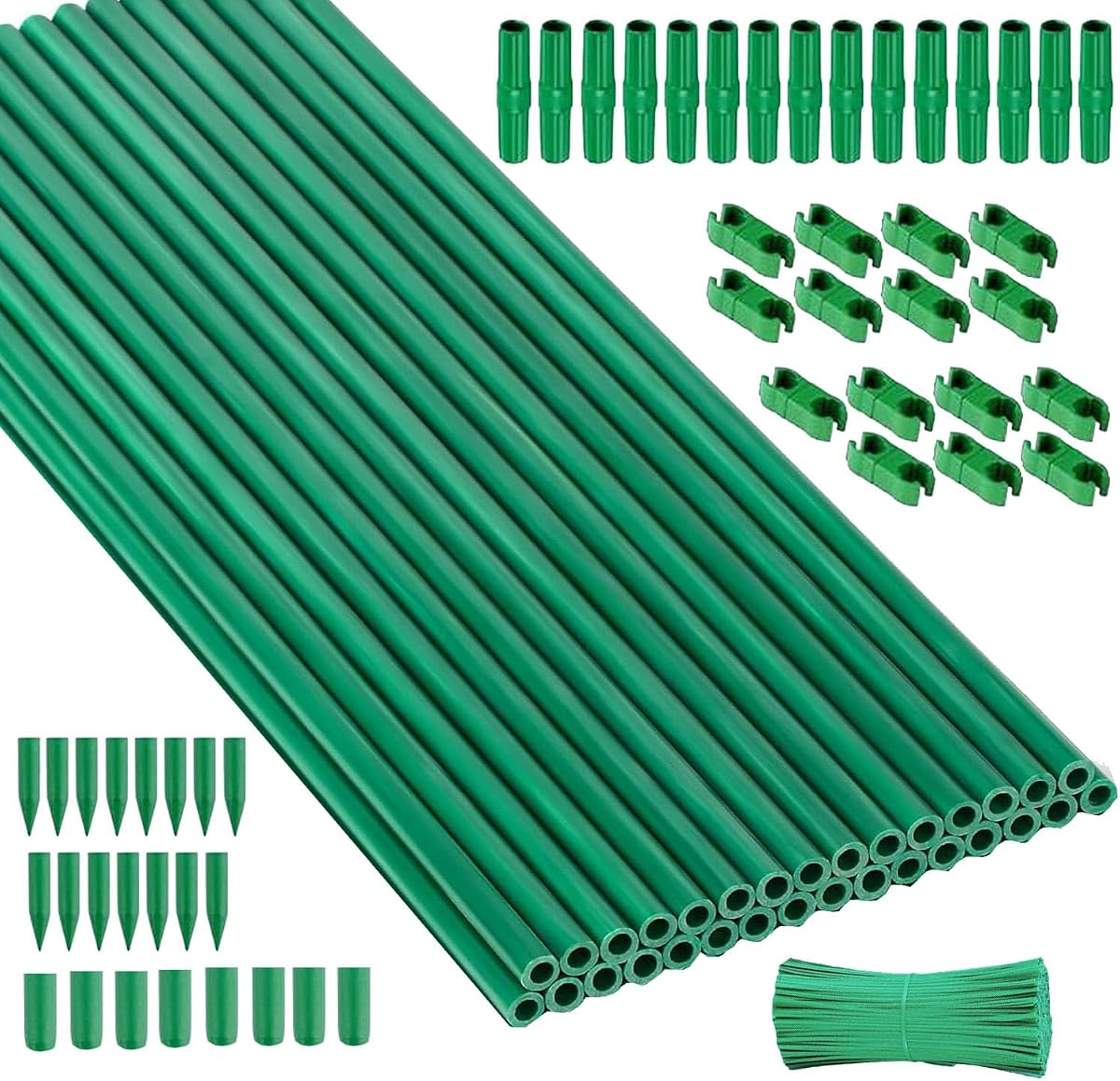 Garden Stakes 30Pack, DIY Tall Plant Support Stakes of 4Ft,5Ft,6Ft,7Ft, Fiberglass Plant Stake for Indoor & Outdoor Plants, Tomato Vegetable Stakes for Garden