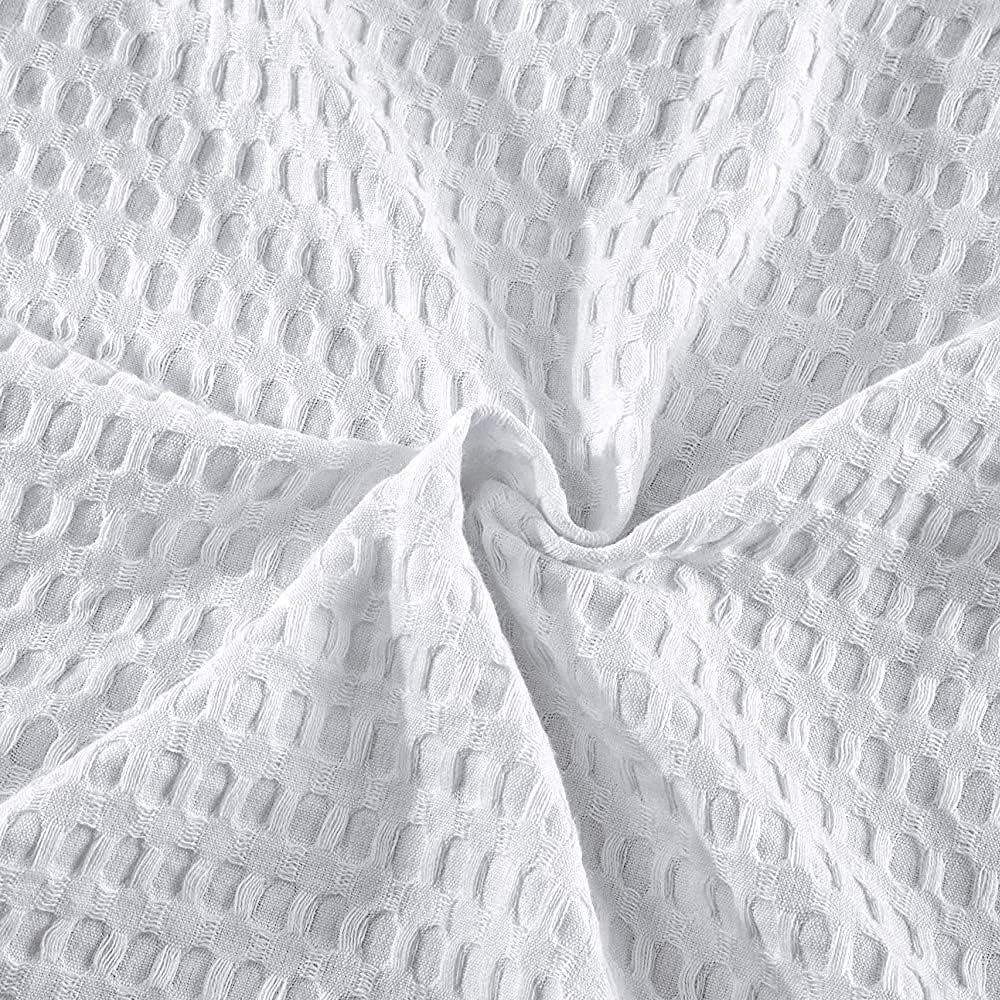 Double Size Waffle Blankets - 100% Cotton Blankets for Double Size Bed - Waffle Weave Fall Throw Blankets for All-Season - Soft Lightweight Thermal Woven Blankets - 80x90 Inches, White