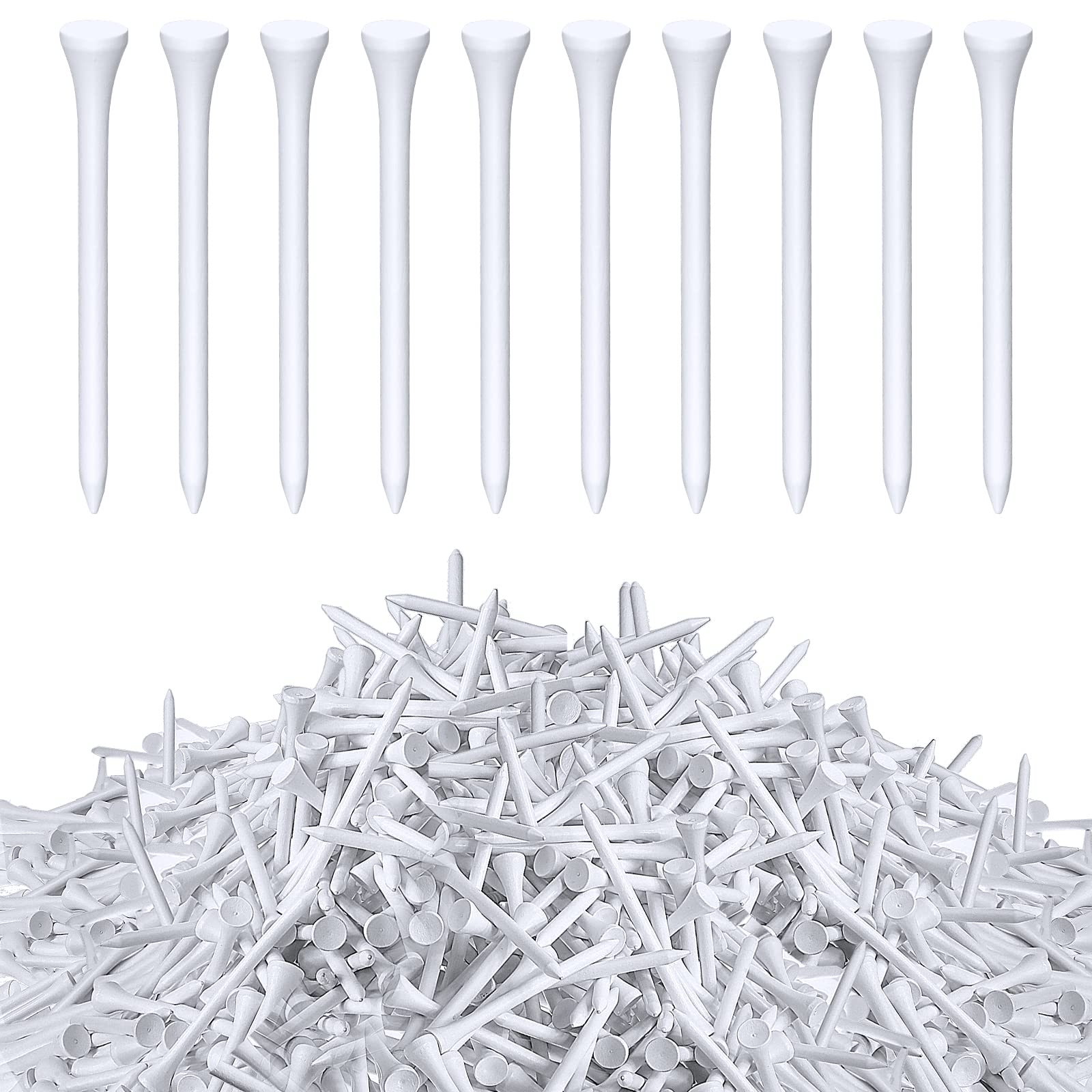 Vinsot 1000 Pcs Golf Tees Bulk Wood Tees 3-1/4 Inch Tall, White Golf Tees for Women Men Ladies Clubs Golf Ball Theme Party Accessories