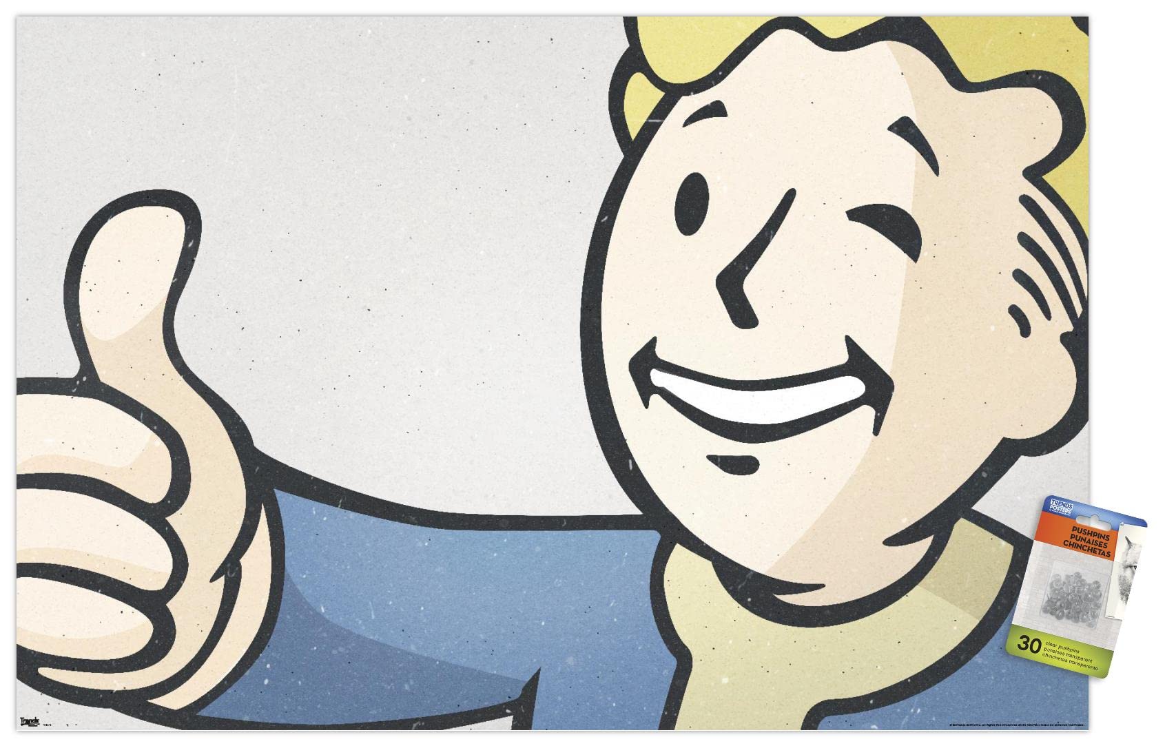 Fallout - Vault Boy - Thumbs Up Close-Up Wall Poster, 22.37" x 34.00", Premium Poster & Push Pin Bundle