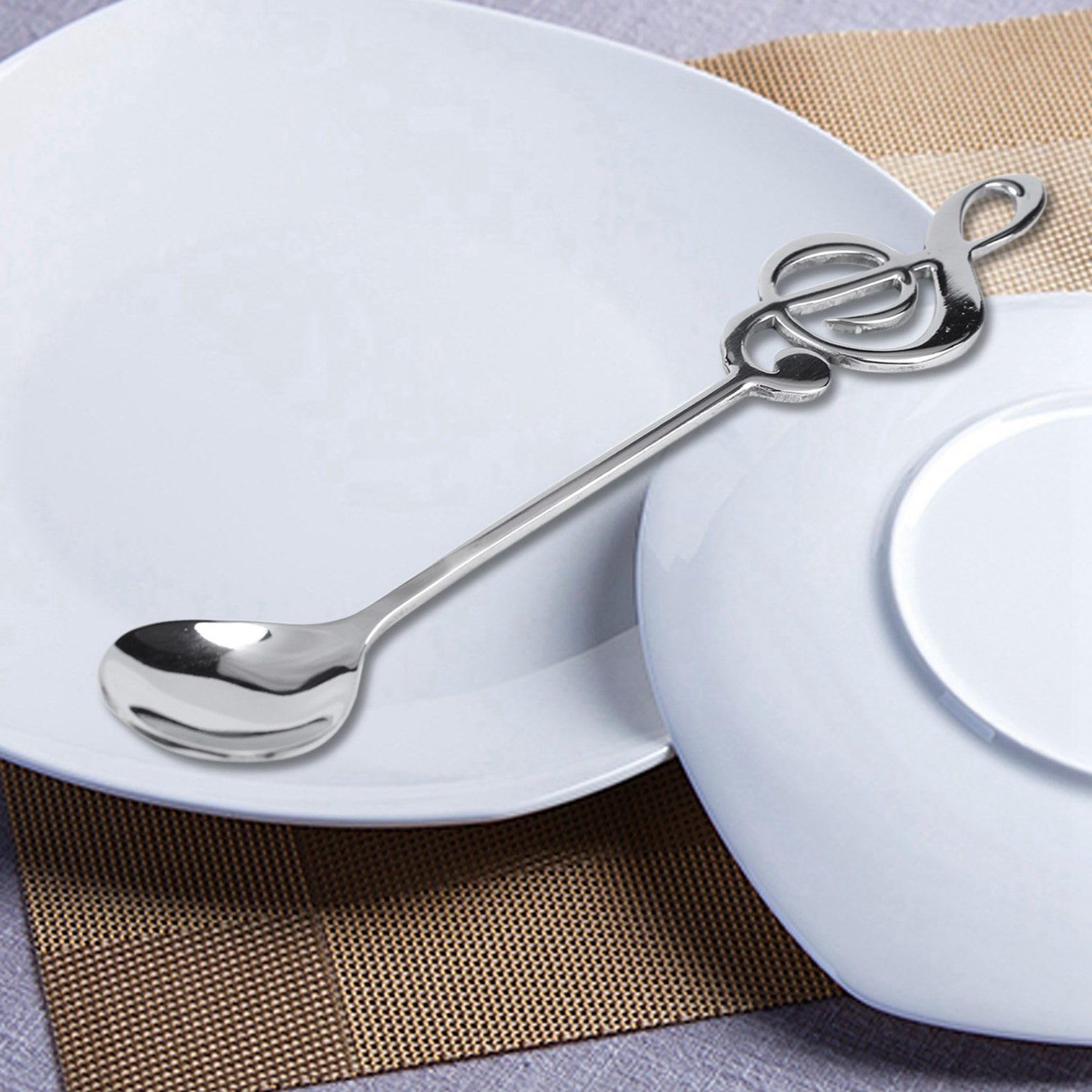 48 PièCes ThèMe de la Musique Mignonne Thé en Remuant CuillèRe CuillèRe à Café en Acier Inoxydable Note Forme Petite CrèMe GlacéE Dessert Scoop Flatware