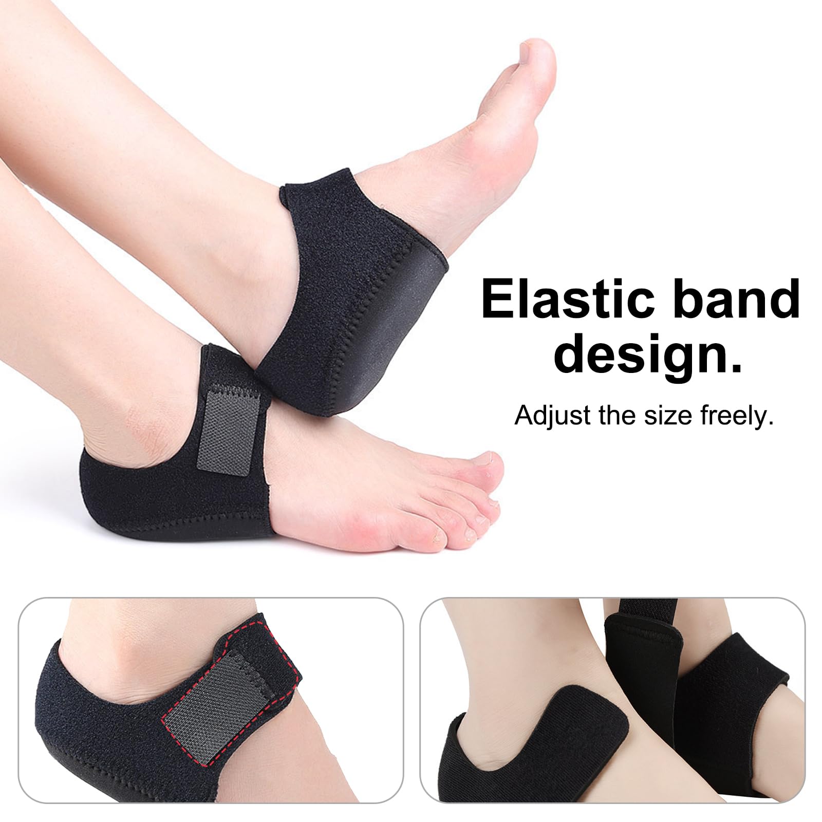 Leikedun 2 pcs de Protector Talon Taloneras Silicona, Ajustables Taloneras Fascitis Plantar para Tendinitis de Aquiles, Espolón óseo, Dolor de Pies, Aliviar el Dolor de Talón(34-40)