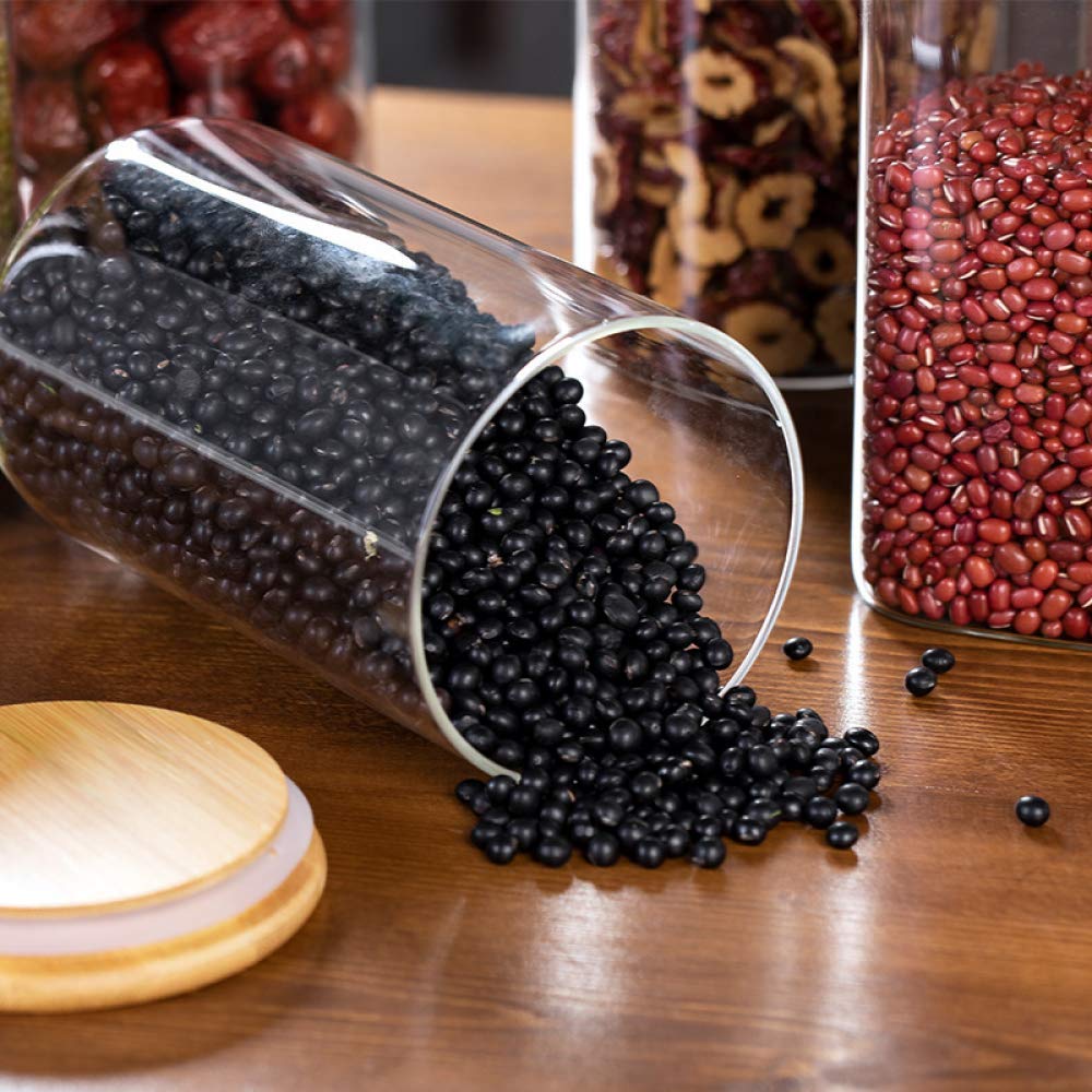 Frascos De Vidrio De 750 Ml + 950 Ml Con Tapas De Bambú Juego De 6 Anillos De Silicona, Recipientes Herméticos De Cereales Para Alimentos De Cocina Para Almacenamiento, Juego De Recipientes