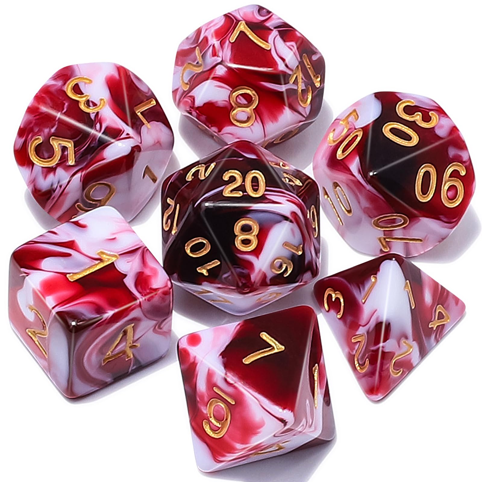 CiaraQ 7pcs Polyhedral Dice Set for Dungeon and Dragons MTG Table Games