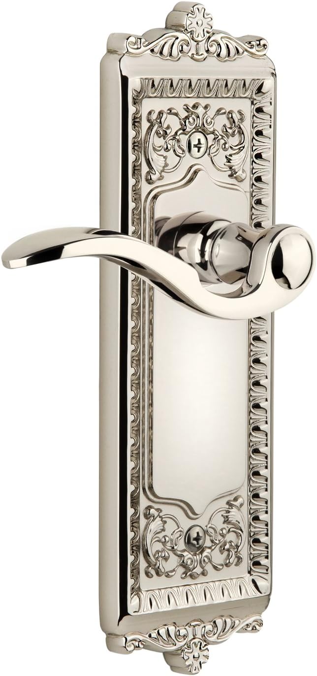 Grandeur Windsor Plate with Bellagio Lever, Passage - 2.375", Polished Nickel
