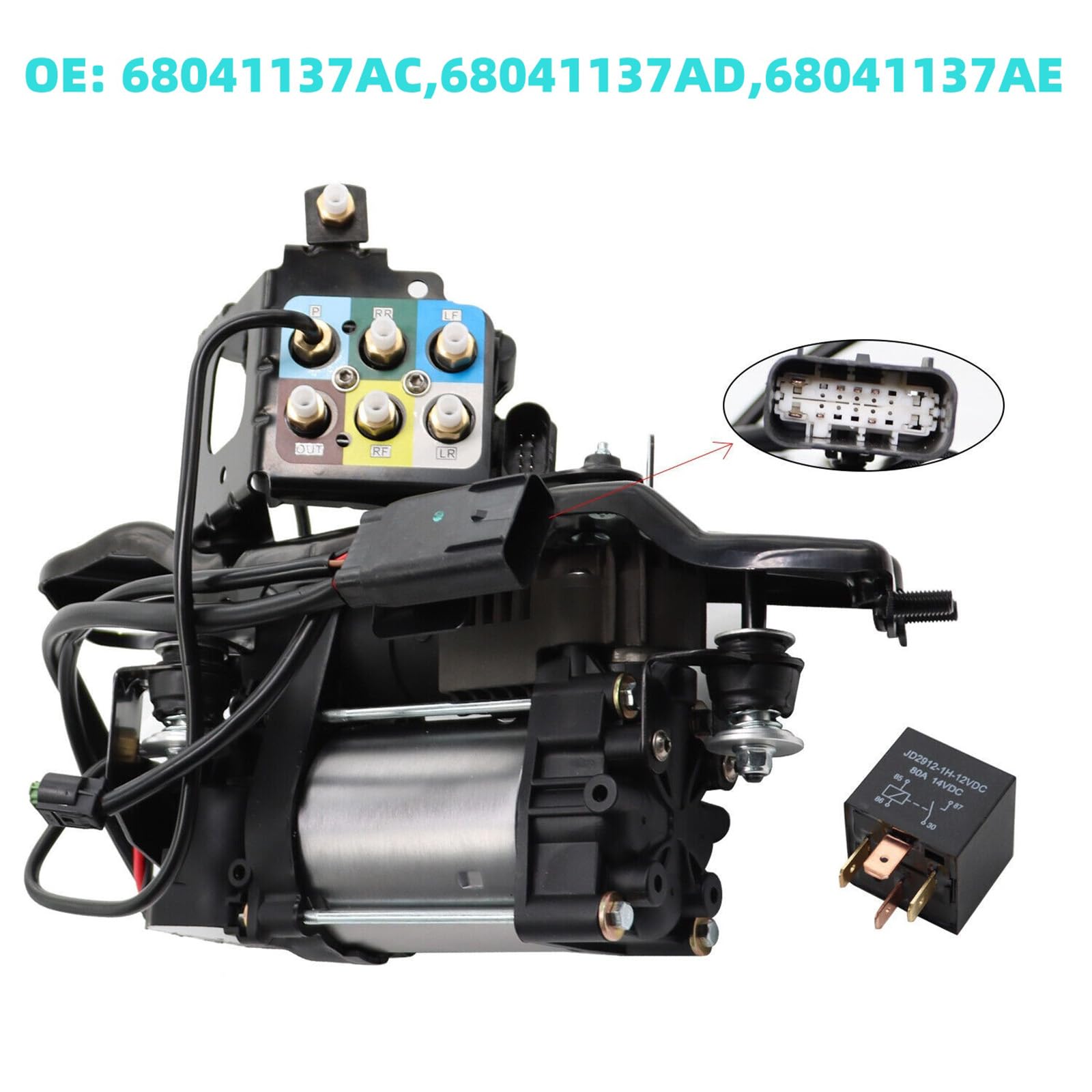 Luftfederungs-Kompressor-Ventil-Set für Jeep Grand Cherokee 2011–2019, alle Modelle, Ersatz für 68204387, 68232648AA