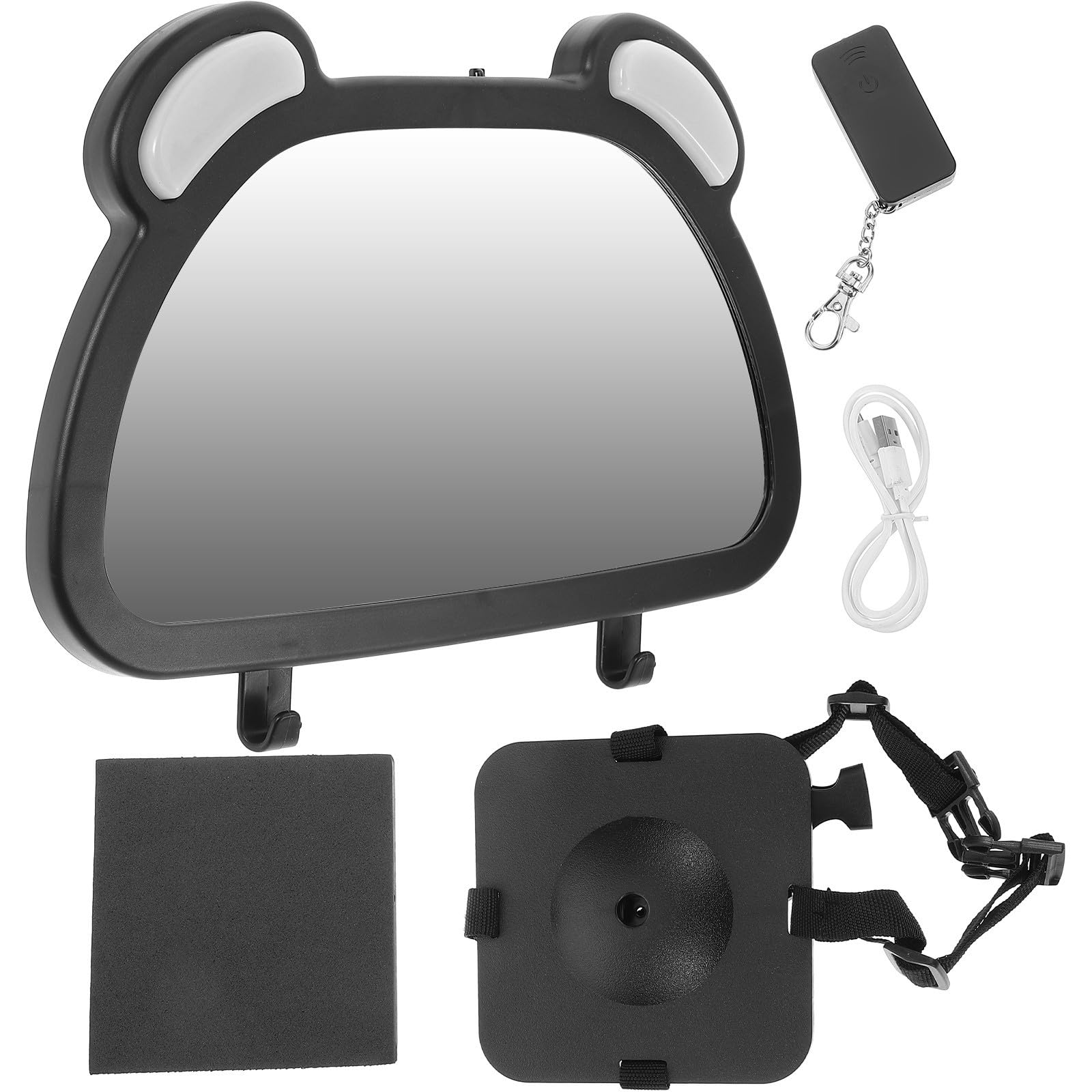 Espejo Retrovisor para Coche de Ñiño Giratorio 360° Negro
