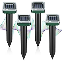 Mole Repellent Solar Powered, Ultrasonic Repeller 4-Pack, Waterproof Sonic Spikes Gopher Vole Groundhog Snake Chipmunk Mole Deterrent Get Rid of Moles in Your Yard 4