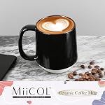Miicol Mug de café en céramique, 16 oz grande tasse de café, tasse à thé avec poignée, tasse de fond plat pour les hommes, les femmes, bureau, micro-ondes et lave-vaisselle coffre-fort, multi-couleur, Panda noir