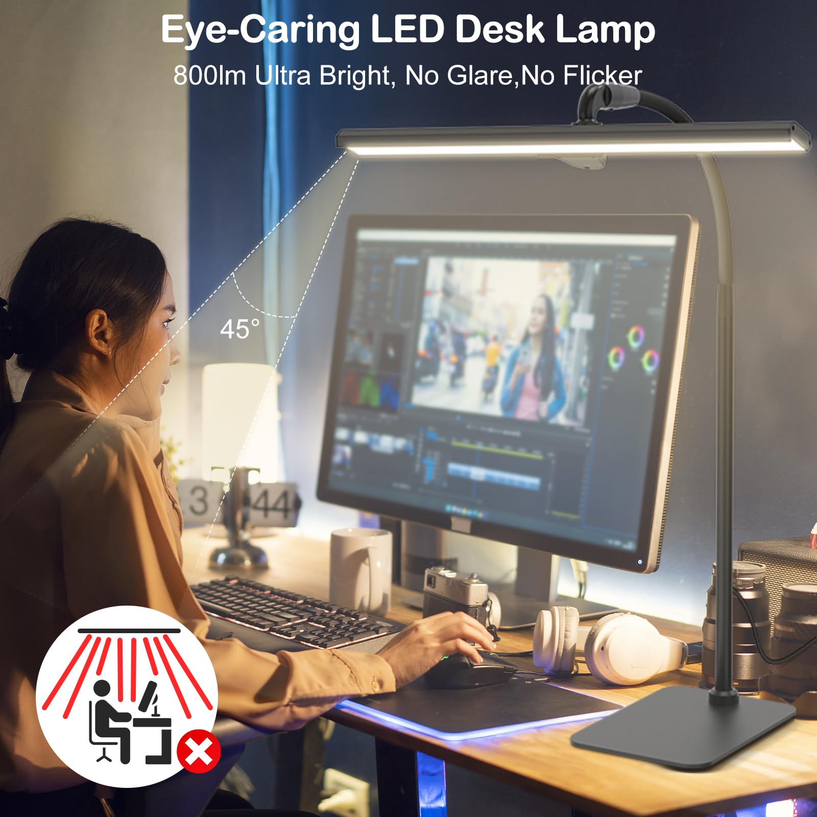 LED Desk Lamp Office with Base: Flexible Gooseneck Desk Light with Controller - Image 4