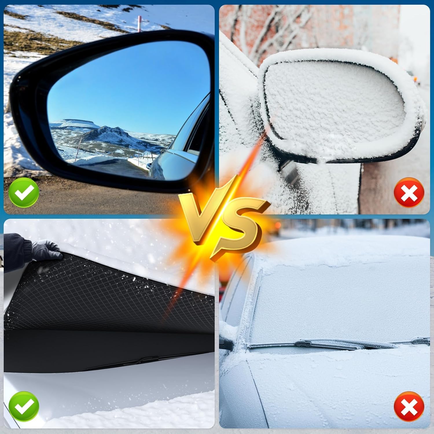 Bache Pare Brise Protection Hiver pour Citroen C4 Picasso 2010-2013, Couverture de Pare-Brise d'hiver avec 6 Fixations Magnétiques, Pliable, Givre, Neige,Green