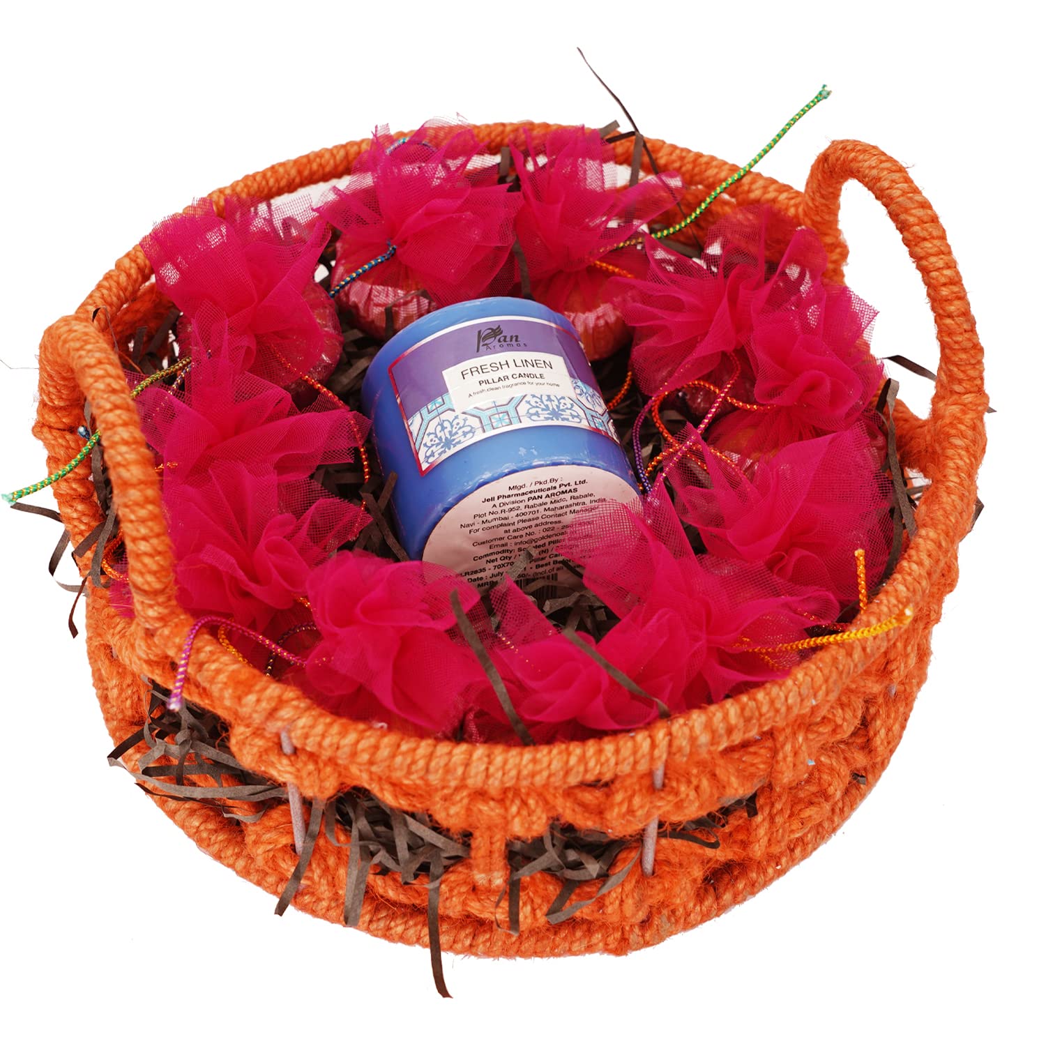 Ghasitaram Gifts Jaiccha Mother's Day - Gifts Orange Jute Basket of 12 Cup Cakes, and a Candle |Diwali,Holi,Valentine,Birthday,Anniversary,Gift for Her,Him,Mothers Day,Fathers Day|-image-41