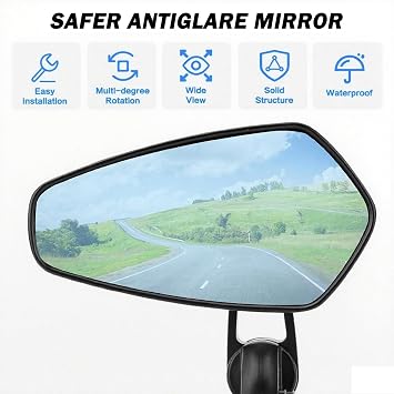 Motorcycle Mirrors Universal 7/8 Inches Motorcycle Bar End Side Mirrors, Anti-glare Motorcycle Rearview Mirrors CNC Aluminum Fit for 7/8 Motorbike Hollow Handlebars (Blue Mirror)