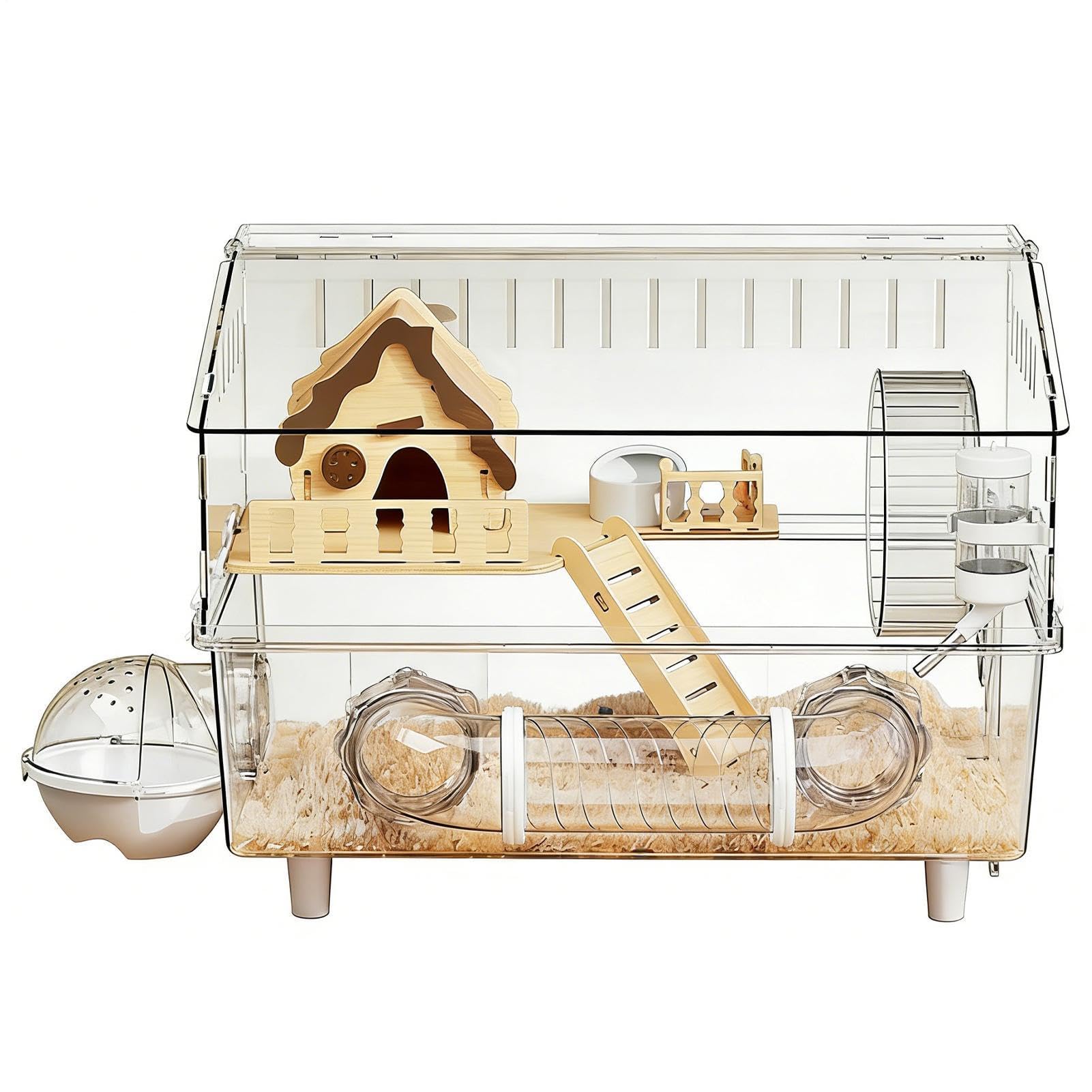Jaula para Hámster Sirio Enclosure Transparente de Acrílico de 2 Capas | Jaula para Gerbos para en Casa, Interior, Exterior, Observación en Tienda de Mascotas o Jardín