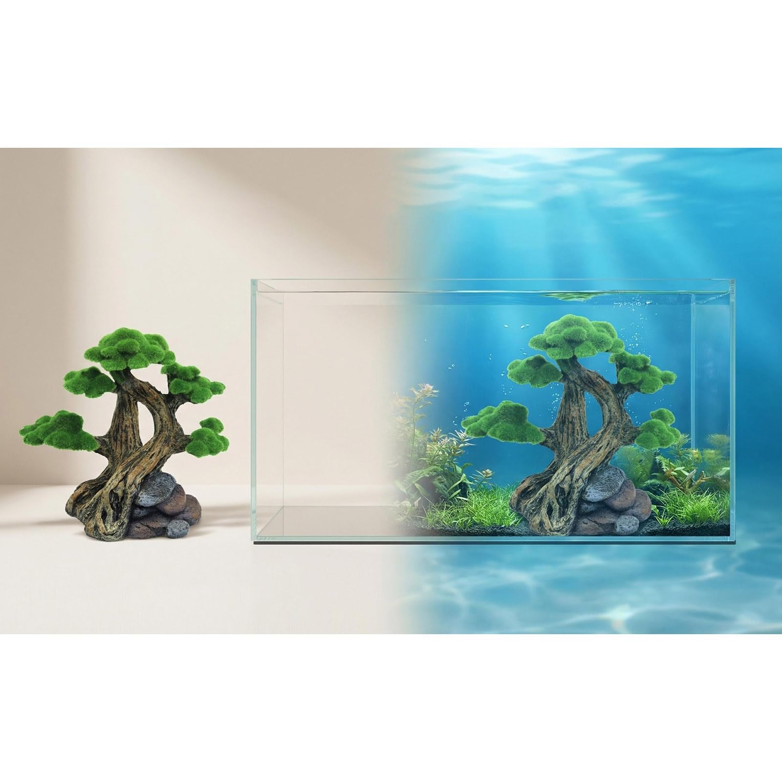 Albero muschio in miniatura Acquari Paesaggio Accessorio Resina Pianta acquatica per acquari Vista subacquea Decorazione scena Albero muschio decorativo