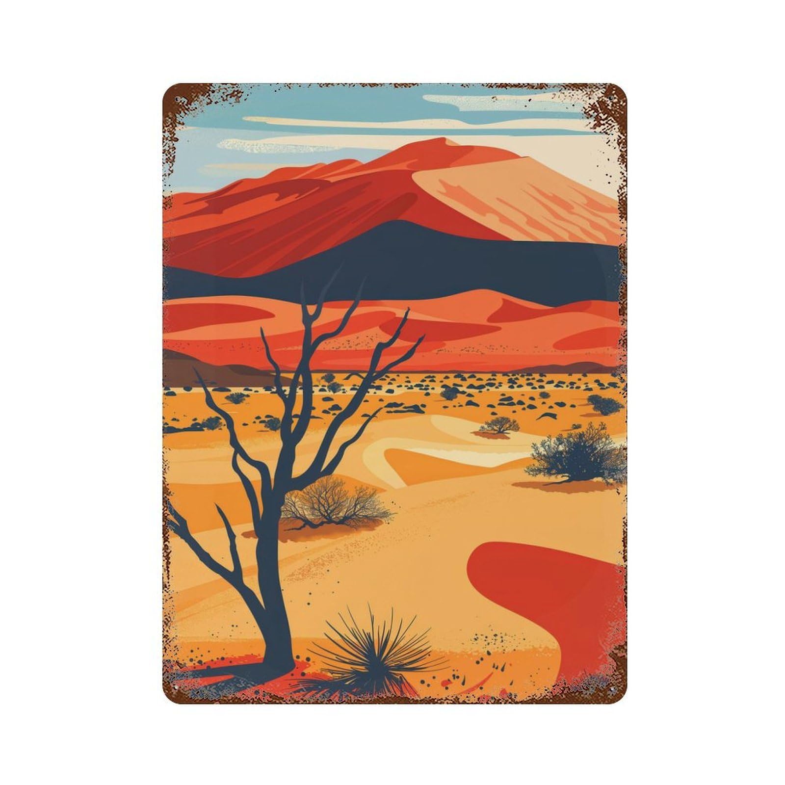 Namib Desert Poster Rusty Metal Tin Sign 15.7"x11.8", Rustic Home Decor for Living Room, Hallway And Home Decor