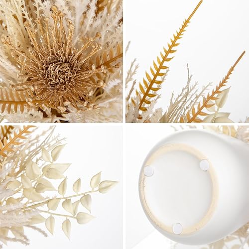 Miniatura 9 de Hierba sintética de las pampas con jarrón, ramo de flores artificiales de la pampa, ramo de plantas esponjosas y bohemias, decoración del hogar,