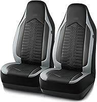 Skechers Memory Foam Leather Car Seat Covers - Waterproof Quilting High Back Front Seats, Airbag Compatible, Universal Fit Gray