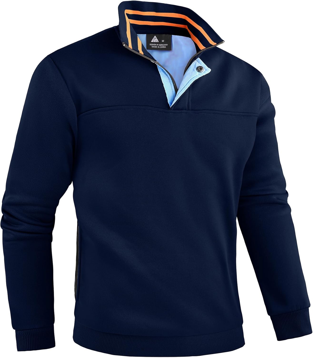 ZITY Mens Quarter Zip Pullover Fleece Lined Long Sleeve Casual Sweatshirts with Side Pockets