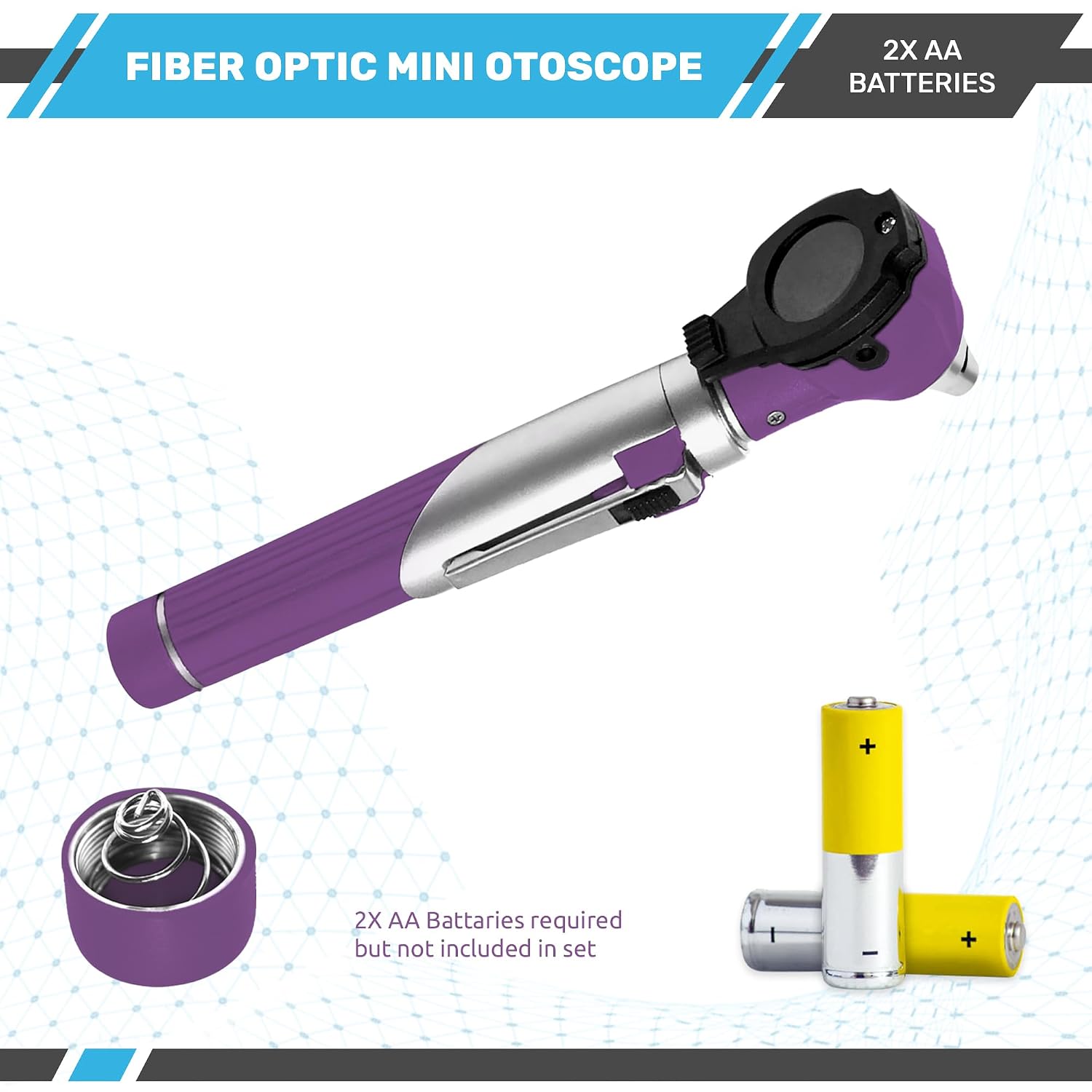 Multi-Function 2 in 1 Otoscope Set - Otoscope/Ophthalmoscope for Ear & Eye Examination - Professional Kit for Home and Medical Students (Purple)