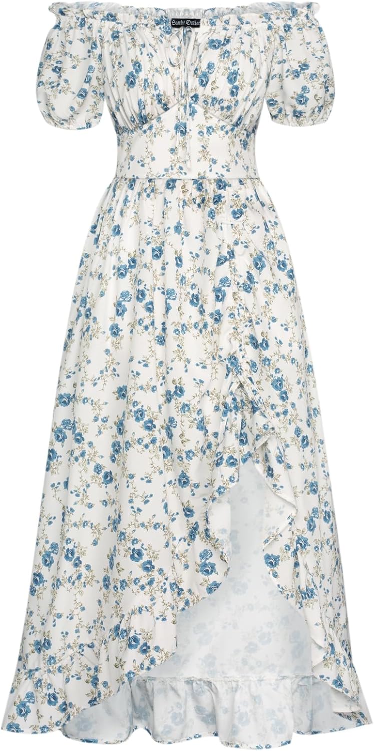 Maxi-jurk met korte mouwen en ruches