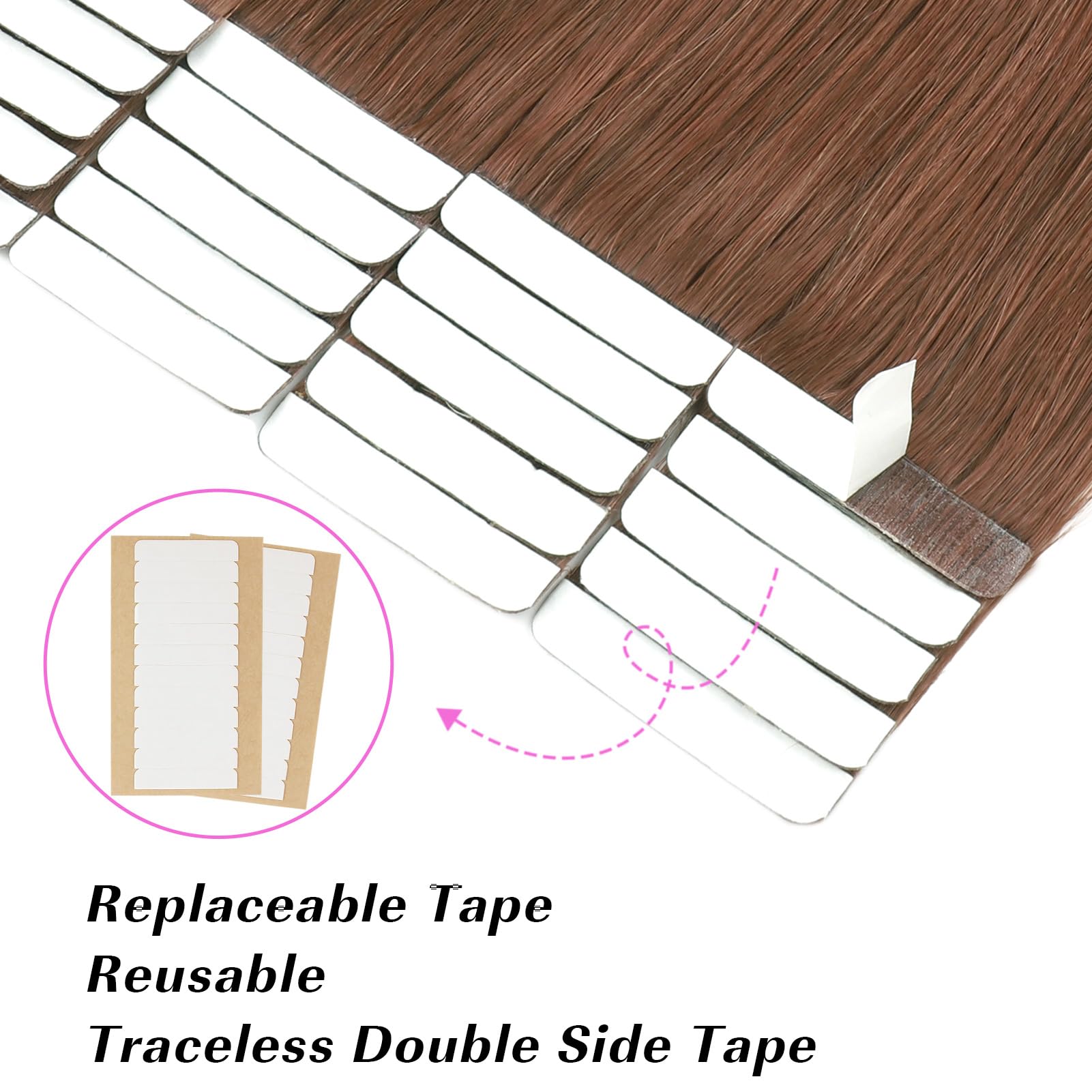 ABH AMAZINGBEAUTY HAIR Tape in Hair Extensions Human Hair Straight Color Copper #33 14inch Natural Skin Weft Remy Tape Hair Extensions 20Pcs 30g - Image 4