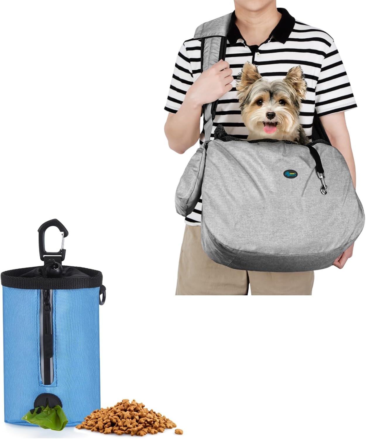 Ownpets XL Pet Sling Carrier+Small-Size Pet Training Treat Pouch with Drawstring Closure