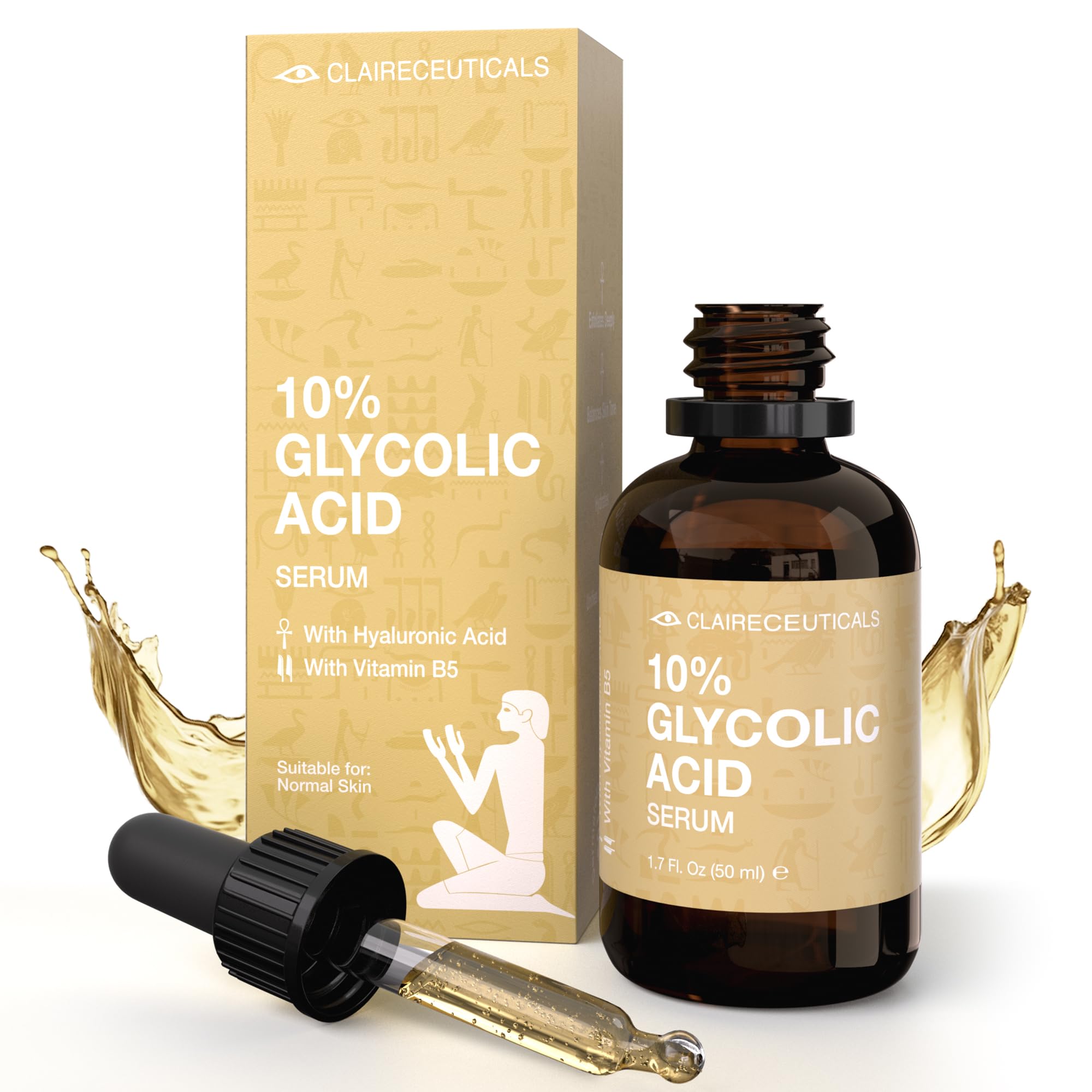 10% Glycolic Acid Serum, Advanced Acne & Scar Treatment Serum, Hyaluronic Acid for Radiant, Clear Skin, Exfoliating Glow Serum, Oily, Acne-Prone Skin, Deep Cleansing Facial Serum, 50ml