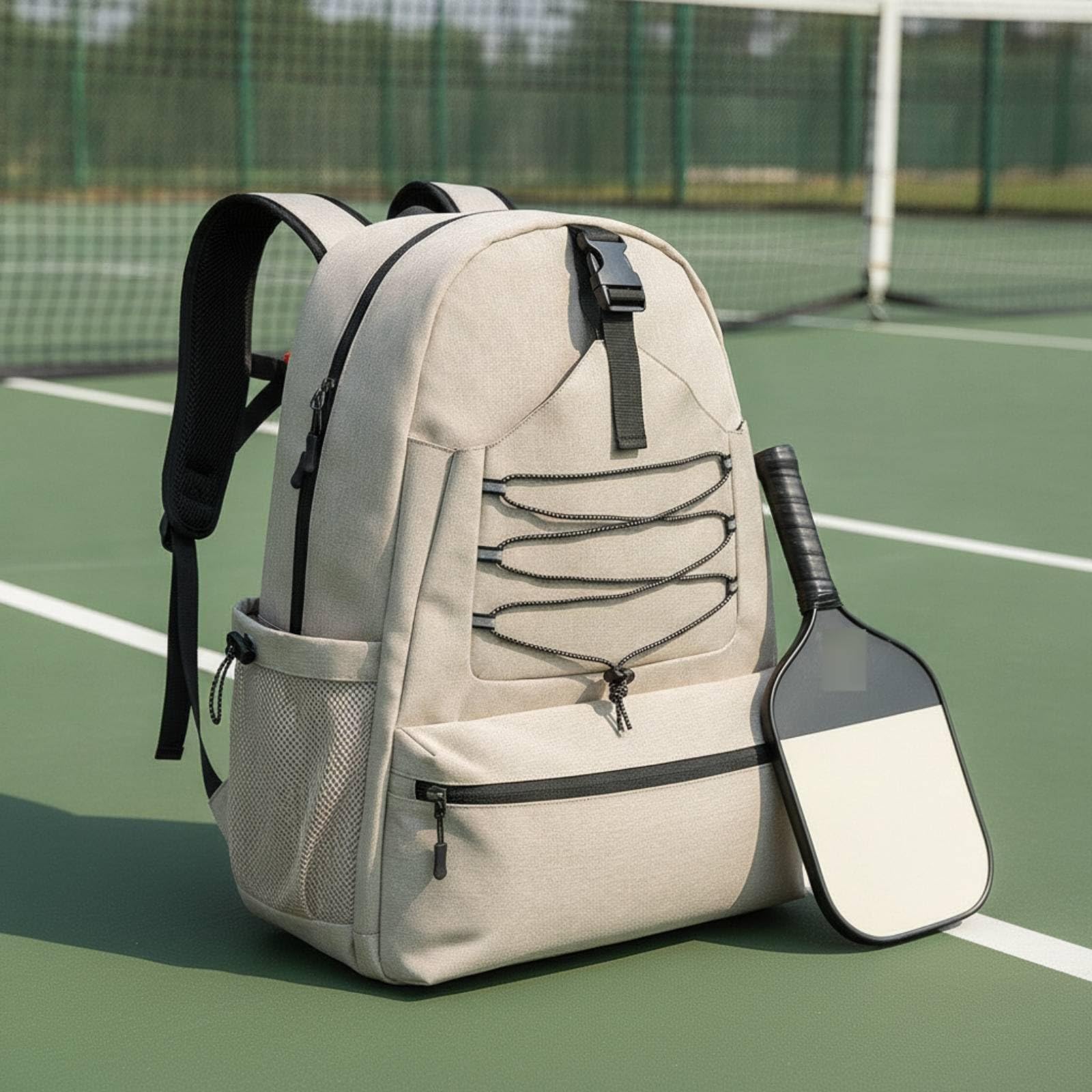 Colcolo Sac à 'Entraînement Extérieur Sac de Sport Sac de Transport Sac d'Équipement avec Panneau à Lacets Élastiques et Poche Zippée Devant en Tissu Oxford