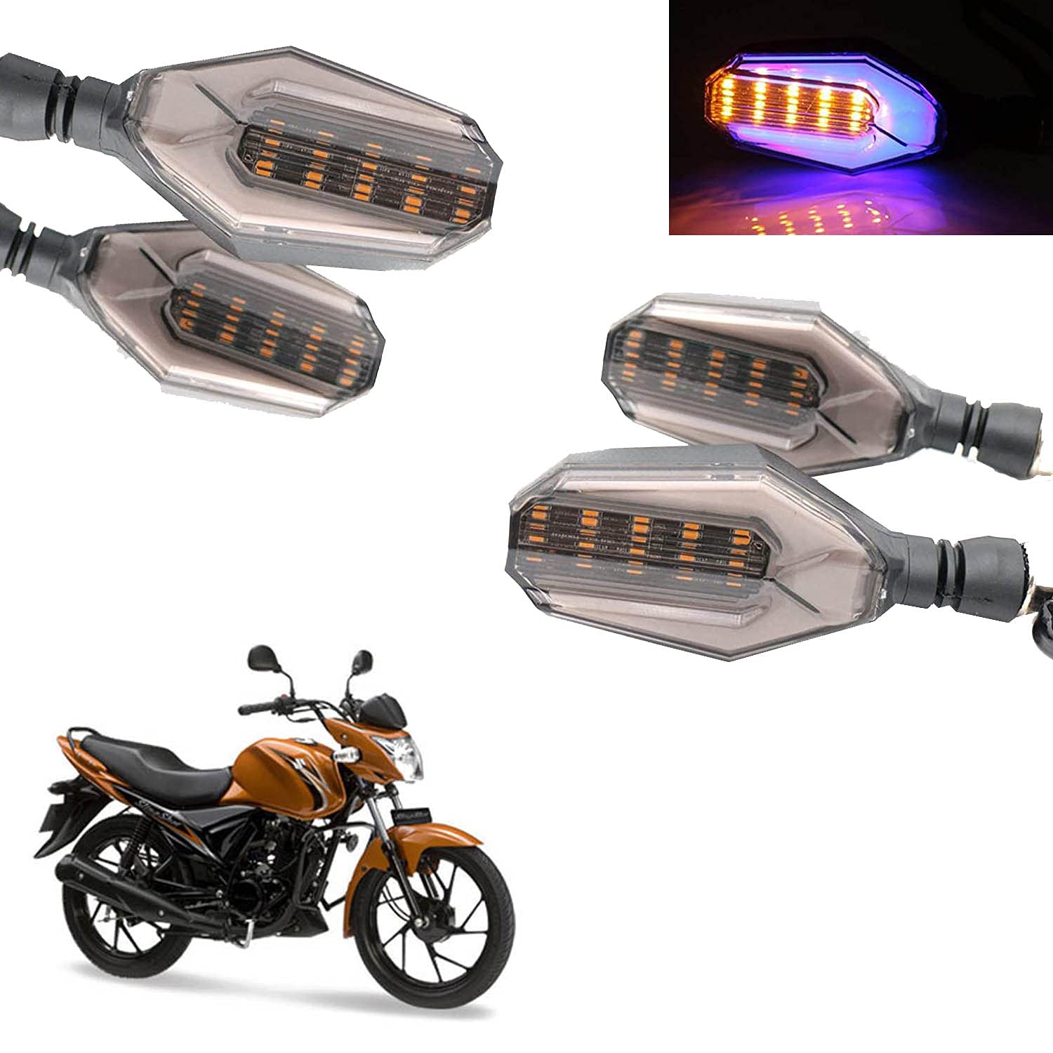 Buy Vagary Universal Motorcycle Neon LED Amber Turn Signal Light
