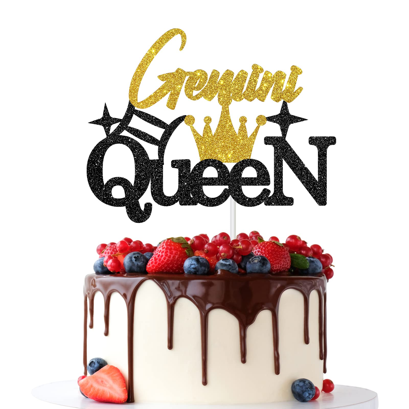 Dalaber Gemini Queen Cake Topper, Gemini Season Cake Topper for Gemini Girl Women Birthday Party Decor, Zodiac Astrology Birthday Party Decorations, Constellations Themed Birthday Supplies