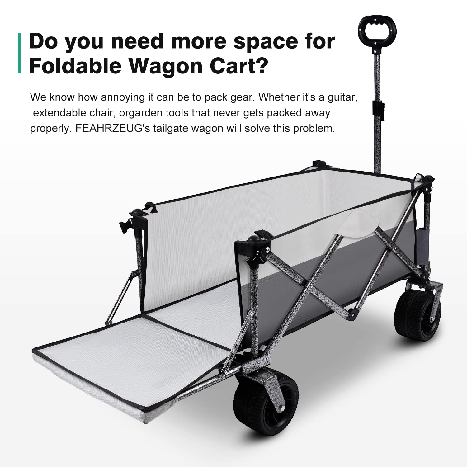 Vidoya Heavy Duty Beach Wagon Collapsible Folding Wagon Cart with Foldable Tailgate All-Terrain Wider Wheels Large Capacity for Pet Camping Garden Shopping Sports…