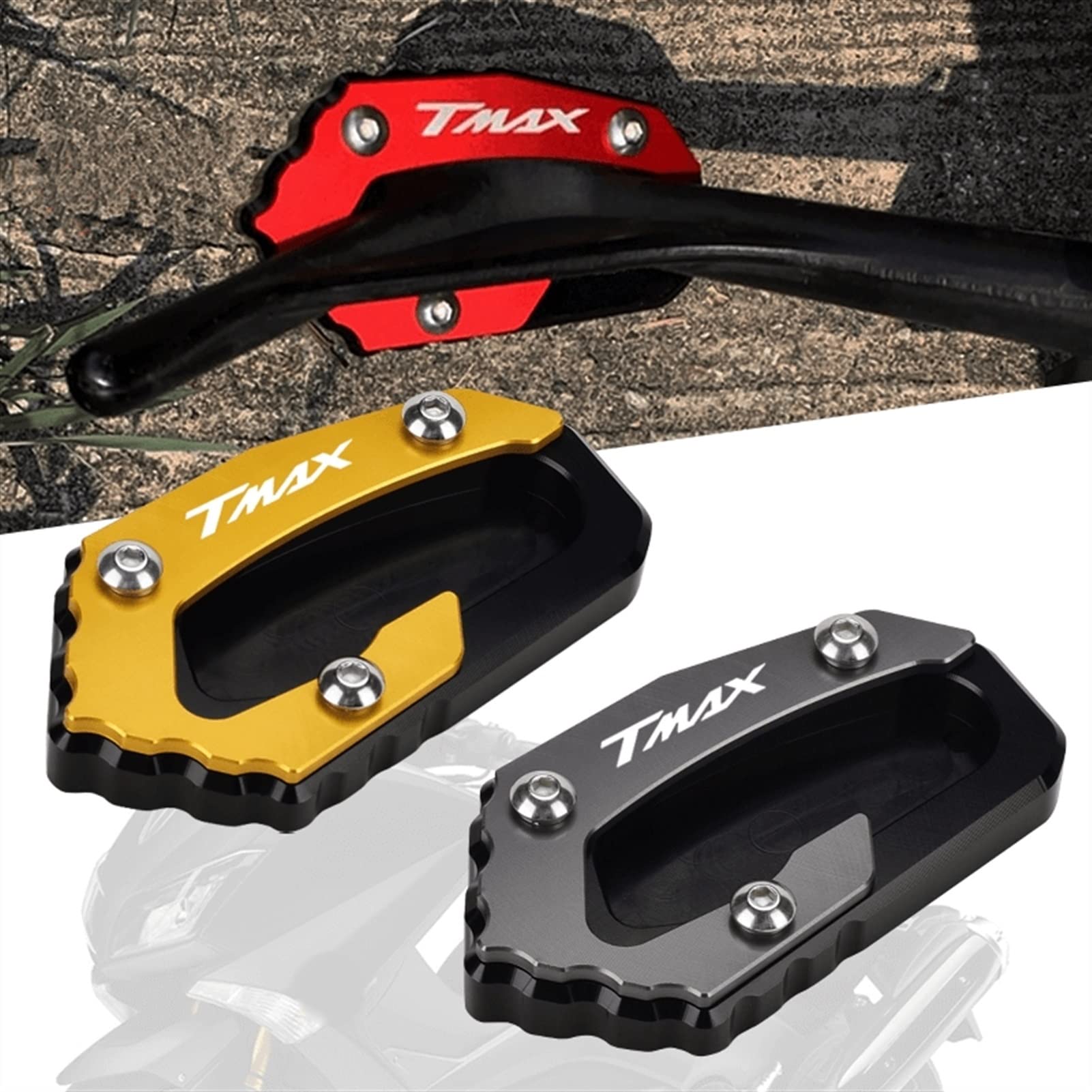 ROXTAN Cavalletti per Yamaha TMAX 560 530 500 T-Max TMAX530 TMAX560 2017-2021 Moto Cavalletto Laterale Pad Piastra Cavalletto Ingranditore Supporto di Estensione (Color : Nero