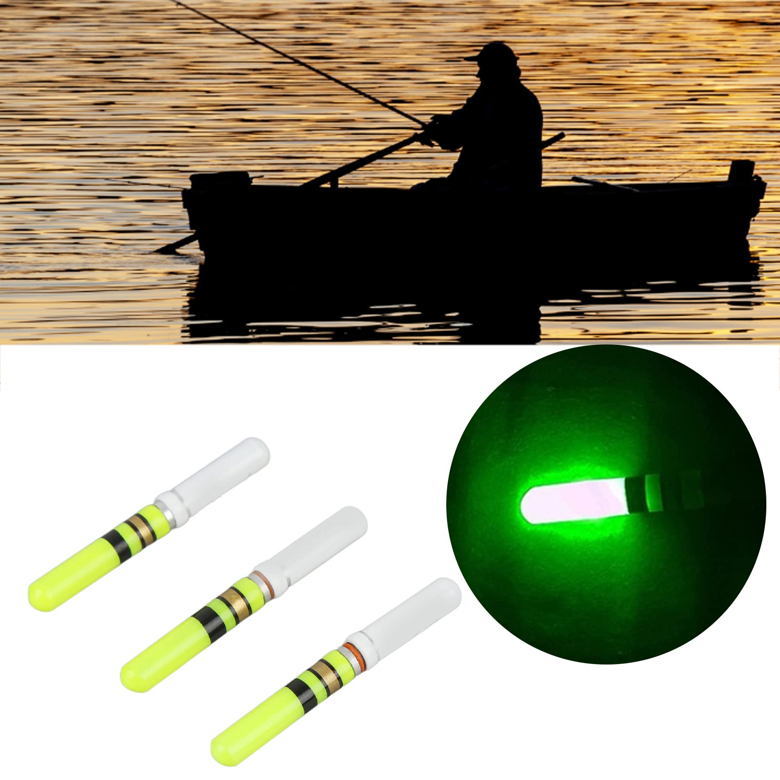 BuyWeek Galleggiante da Pesca Luminoso, 3 Pezzi Pesca Notturna LED Galleggiante con Bastoncini Luminosi a LED Attrezzatura da Pesca (Senza Batterie)