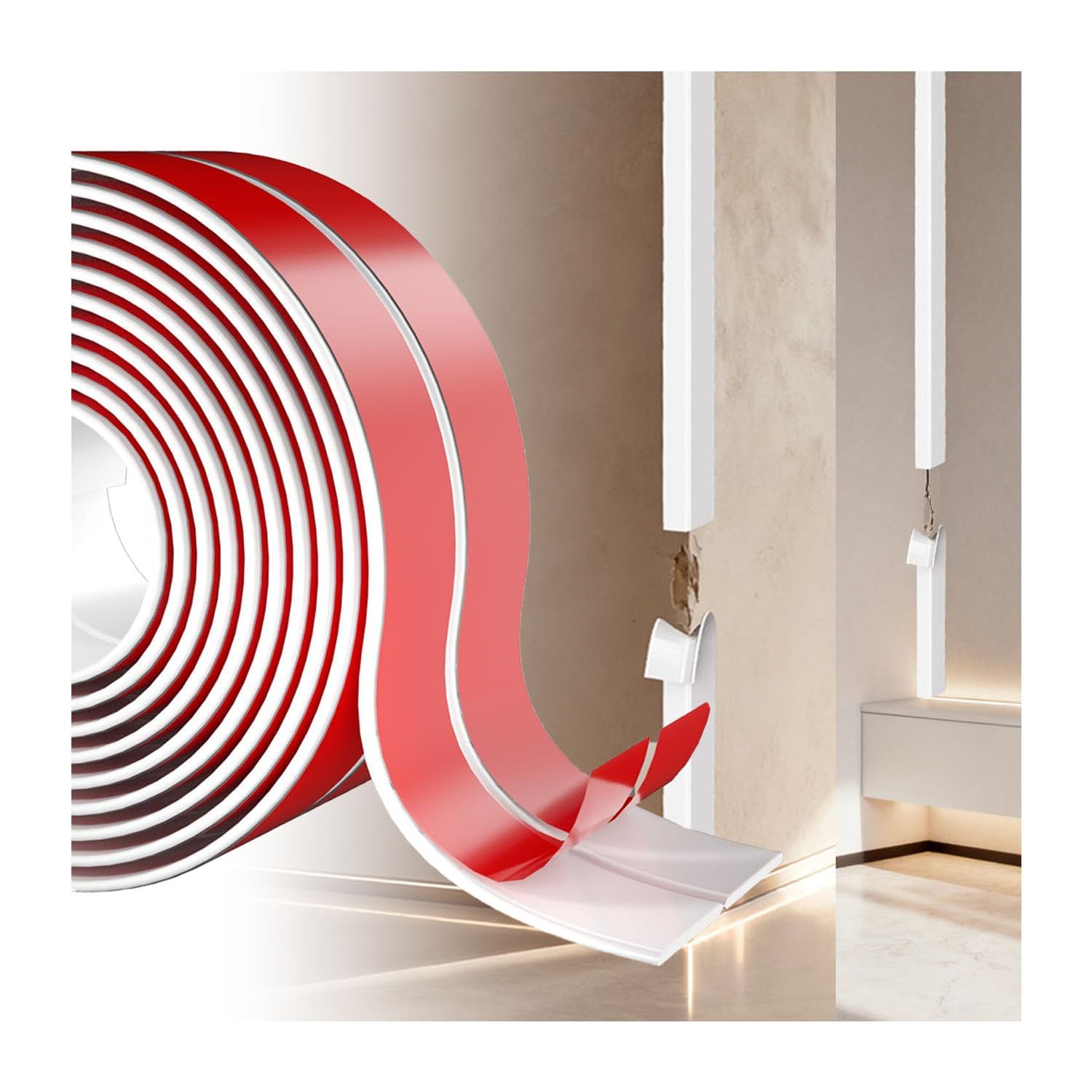 Tile Trim, Wall Corner Protectors, Self Adhesive Plastic Trim, Flexible Worktop Edging Strip for Tile Edging, Ceiling, Furniture, Countertop Frame (White 6.2m×4cm)