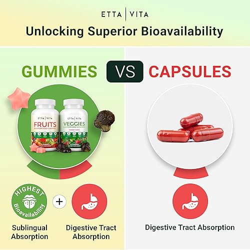 Miniatura 2 de Suplemento de frutas y verduras, gomitas de frutas y verduras (120 masticables), 9 superfrutas y 30 verduras, frutas y hierbas, vitaminas de frutas