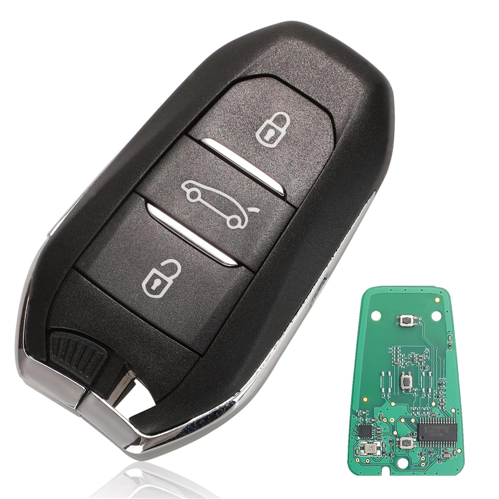 Heart Horse 3 Botones Carcasa Llave Remota del Coche para Peugeot 208 2008 308 3008 508 Llave Mando a Distancia Citroen DS3 DS4 DS5 C3 C4 C5 Llave del Coche con 433 MHz ID46 Chip HU83 Hoja