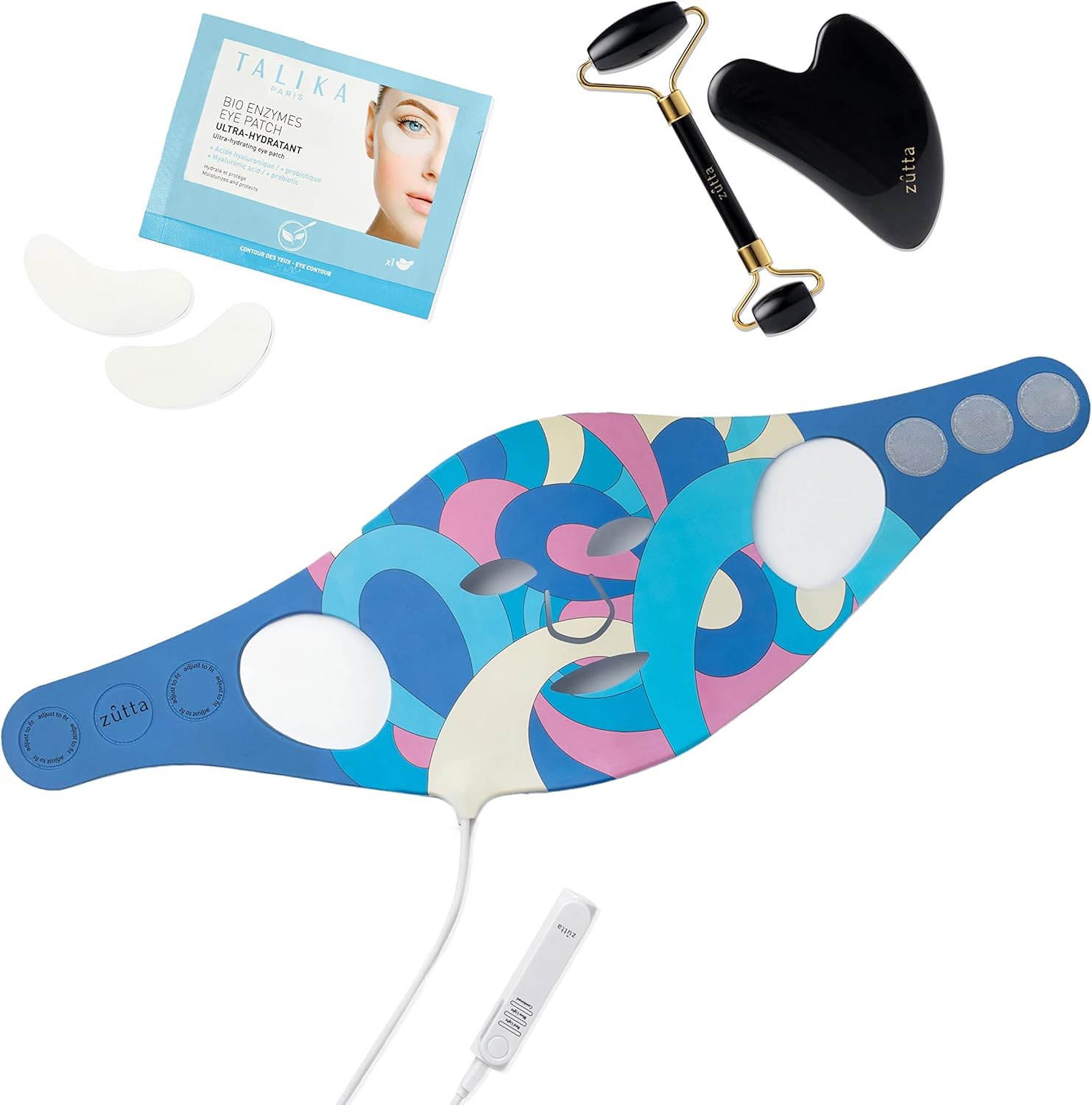 Zutta Led Face Mask Light Therapy Bundle with Zutta Gua Sha Roller and