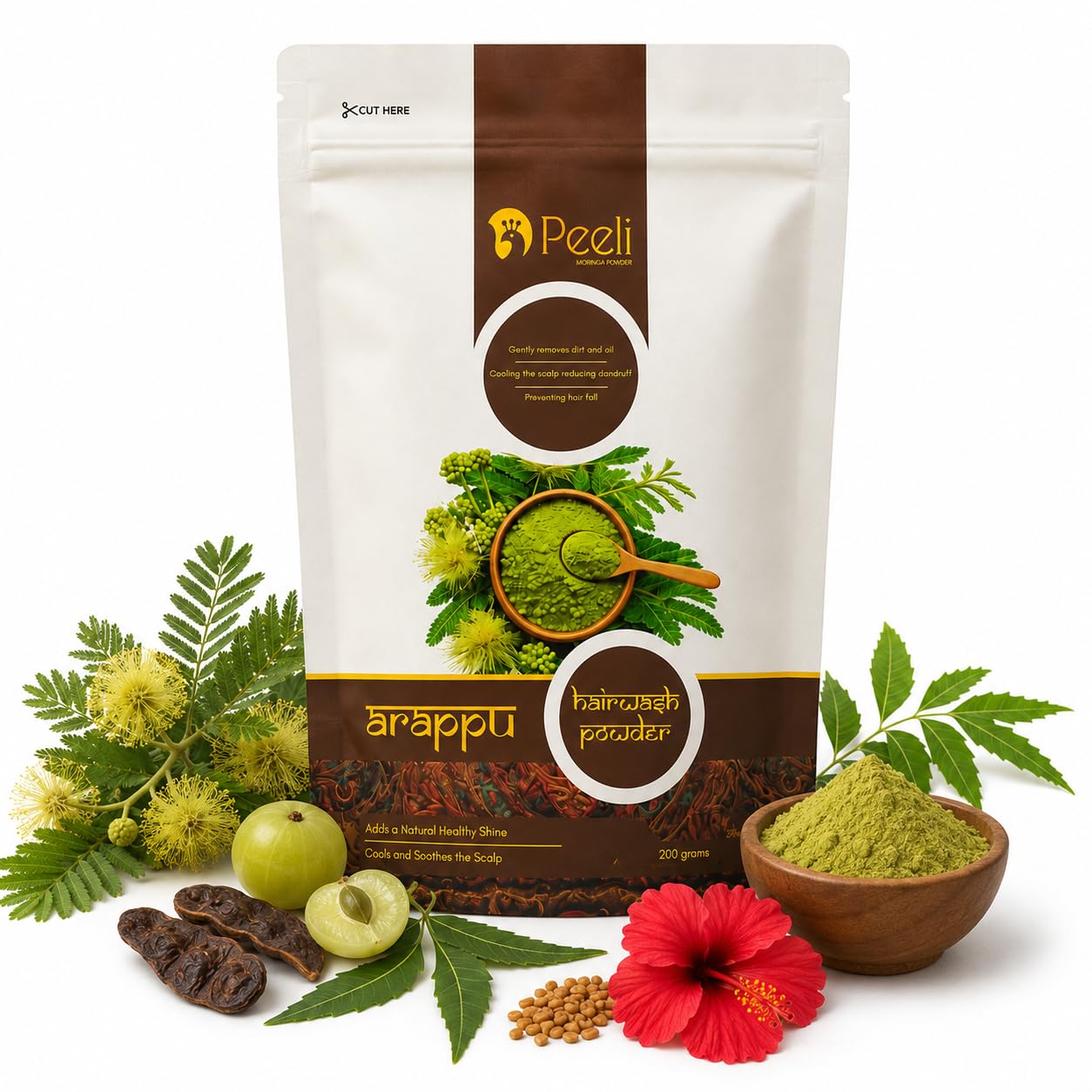 Peeli Arappu Herbal Hairwash Powder with Neem & Albizia Amara | Natural Shampoo Powder for Hair Fall Control & Dandruff | Chemical-Free, Vegan | 250g-image-28