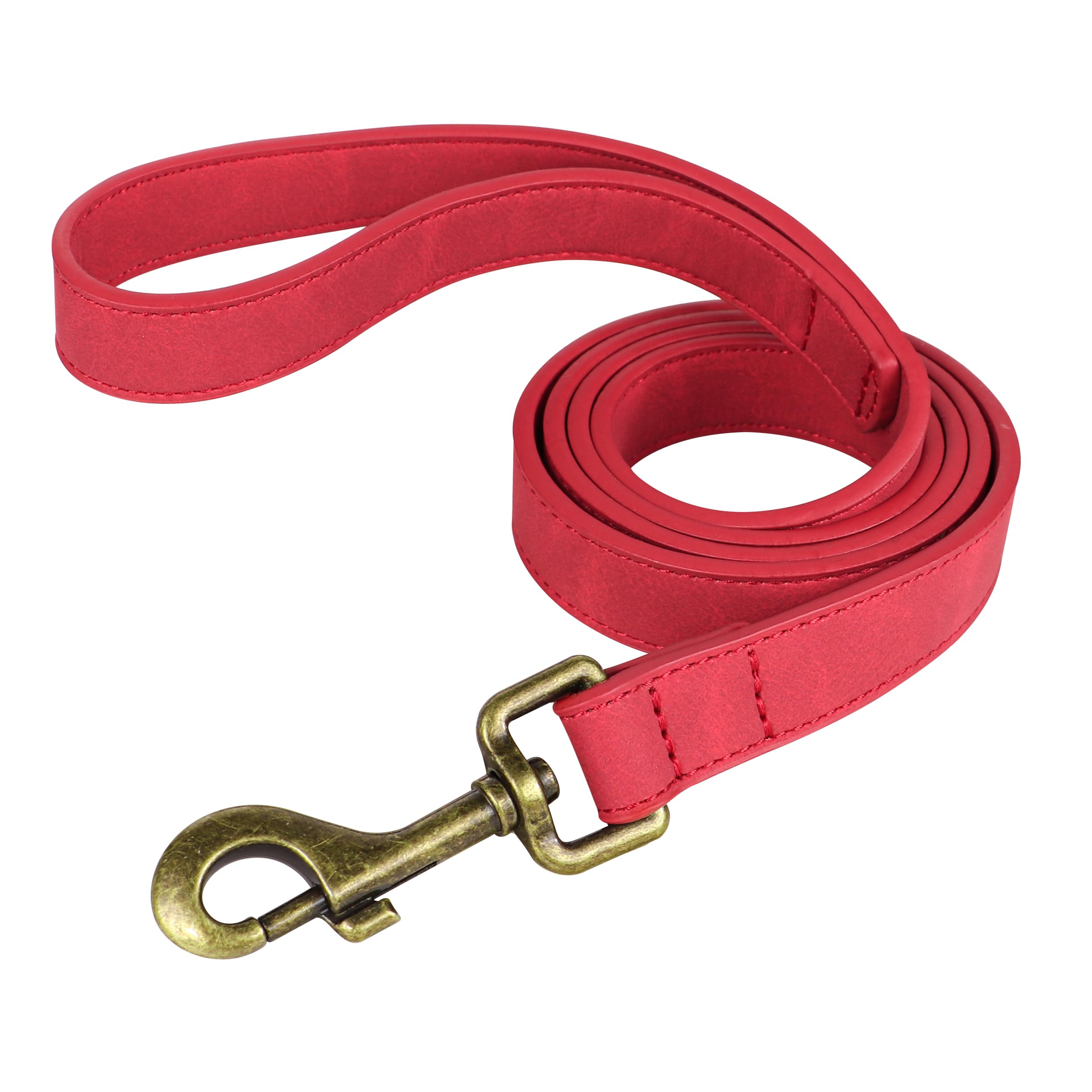 Didog PU Leather Dog Leash, Colorful Dog Leash 4ft, Strong and Durable Faux Leather Lead, Walking and Training Lead for Small Medium Dogs,Red — image 1