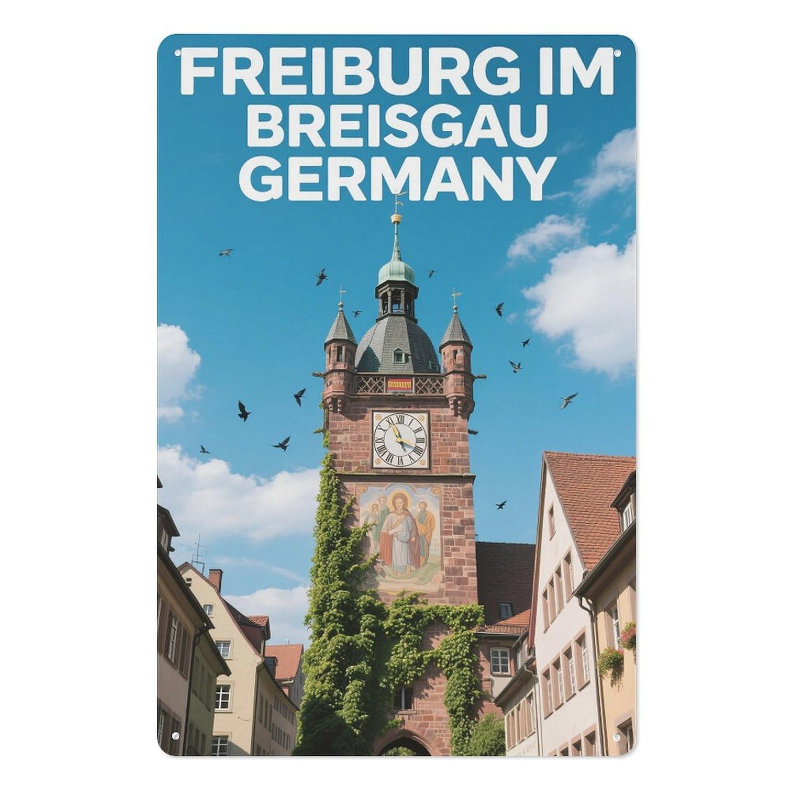 Freiburg Breisgau Germany Retro Design Tin Painting Vintage Tin Sign 08x12inch(20x30cm) Wall Art for Home Office Bedroom Living Room Cafes Wall Decor
