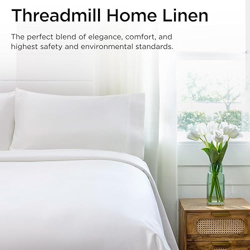 Miniatura 8 de Threadmill Home Linen juego de sábanas de 400 hilos, 100% algodón, ropa de cama de lujo, tamaño King, juego de 4 unidades, tela satinada suave,