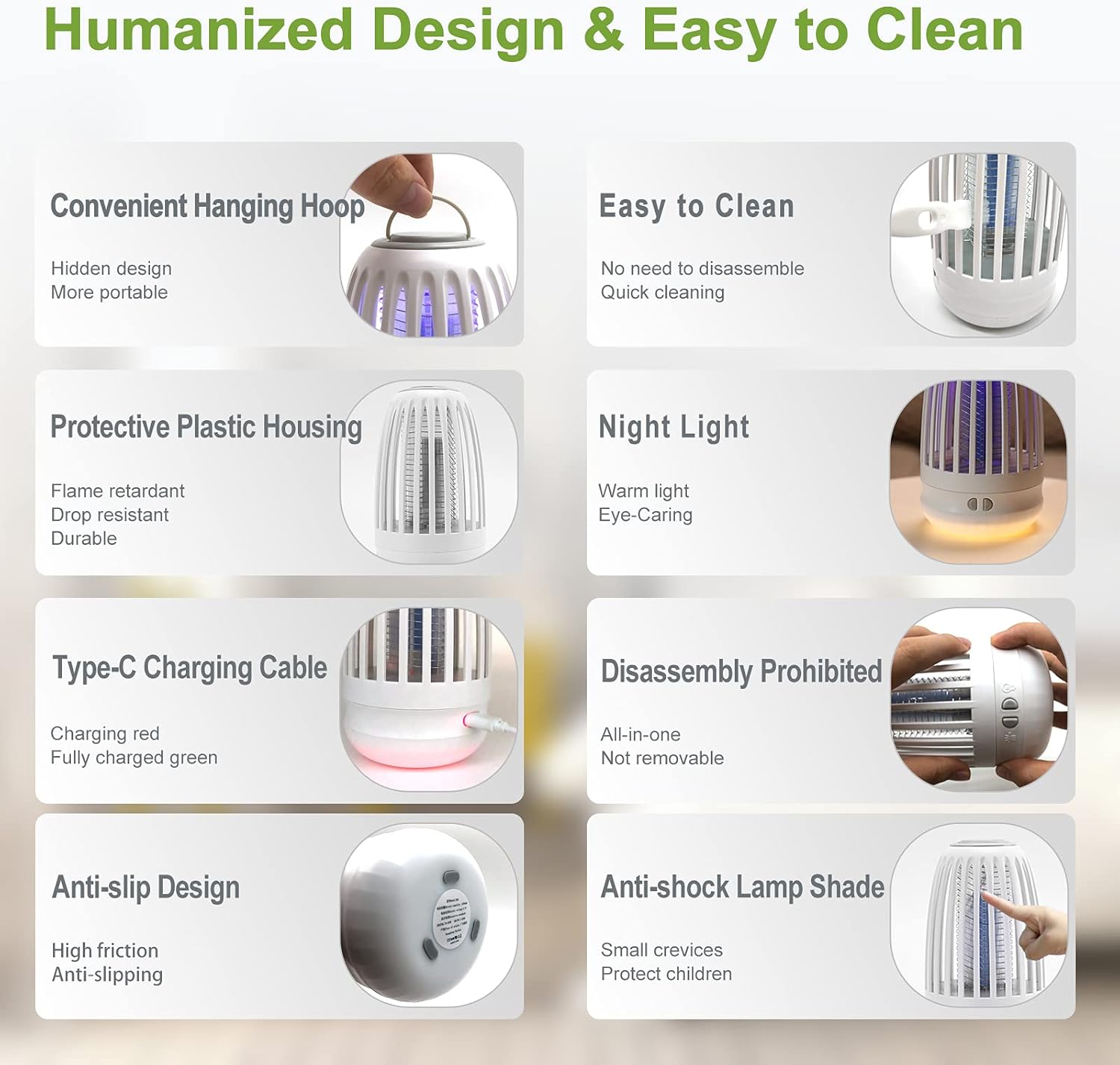 Mosquito Zapper Lamp, Bug Zapper Fly Repellent Electric with Night Light, Powerful Mosquito Repellent Pest Control Traps for Indoor and Outdoor - Image 6