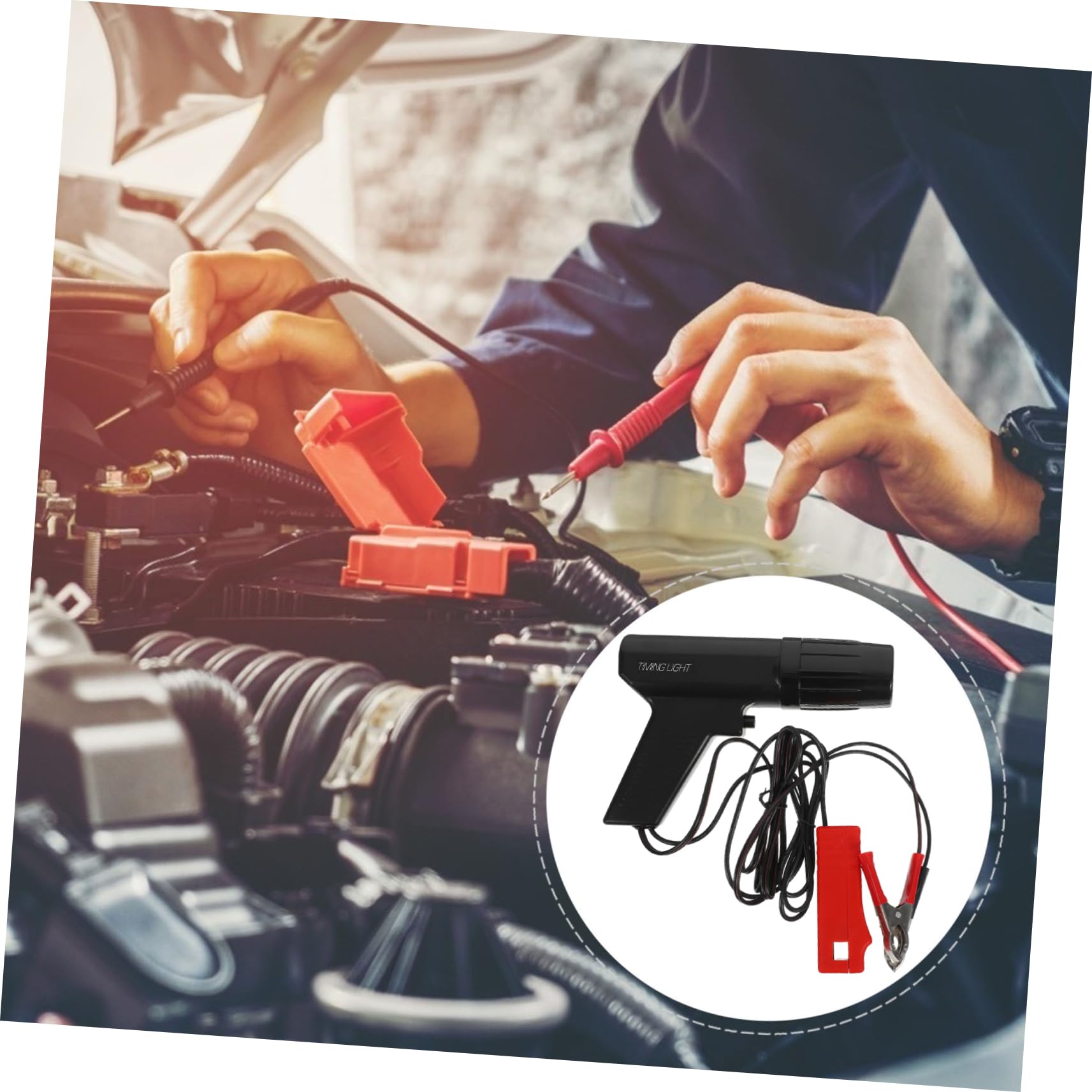 Luz de Sincronización Automotriz para Motor de Coche y Moto | Negro, Plástico, Reparación y Mantenimiento, Rendimiento Fiable, Precisión de Encendido