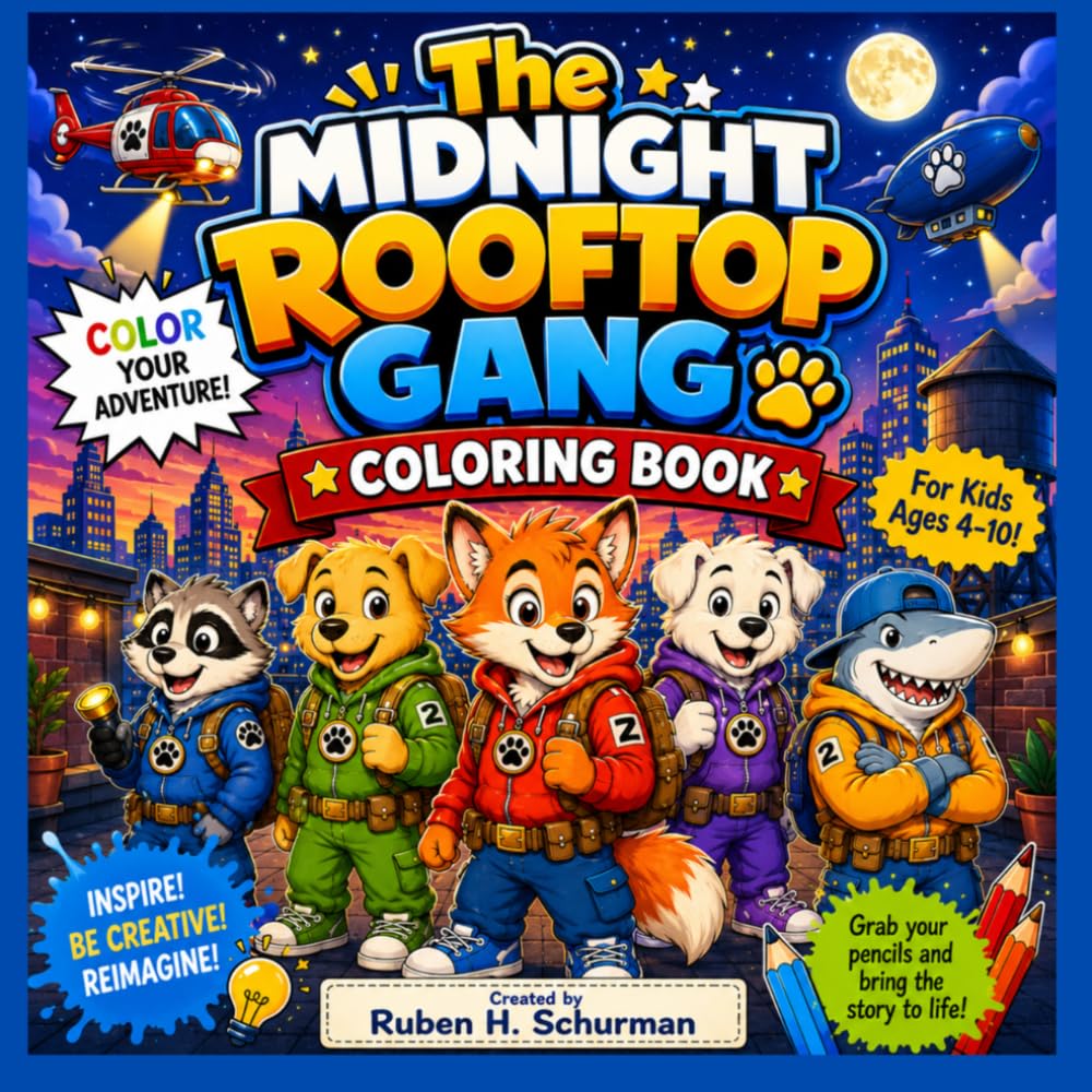 The Midnight Rooftop Gang Coloring Book: Join The Midnight Rooftop Gang on exciting adventures filled with friendship, courage, and imagination!