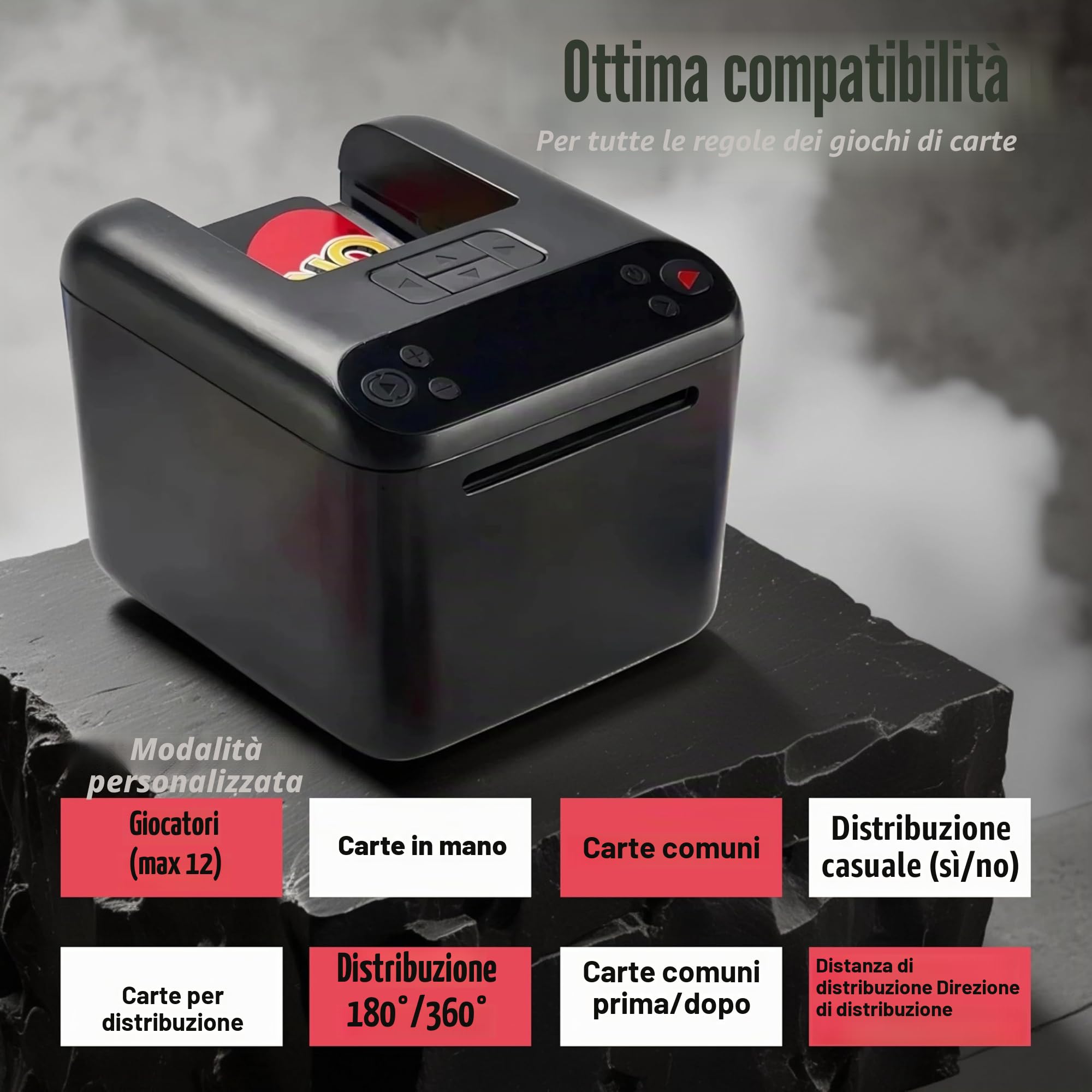 Macchina per la Distribuzione Automatica di Carte Elettrica Poker UNO 3 Mazzi 4 Pulsanti Texas Hold'em