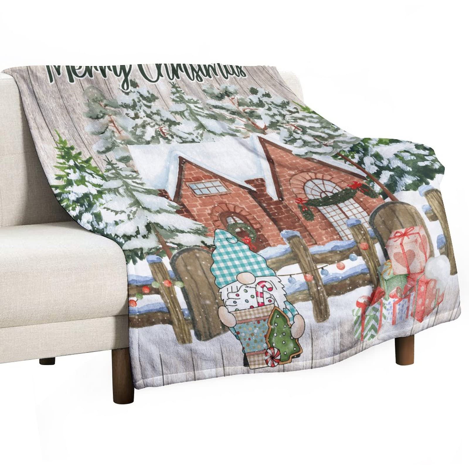 Couverture Noël plaid canapé polaire 130x150 imprimé grange américaine