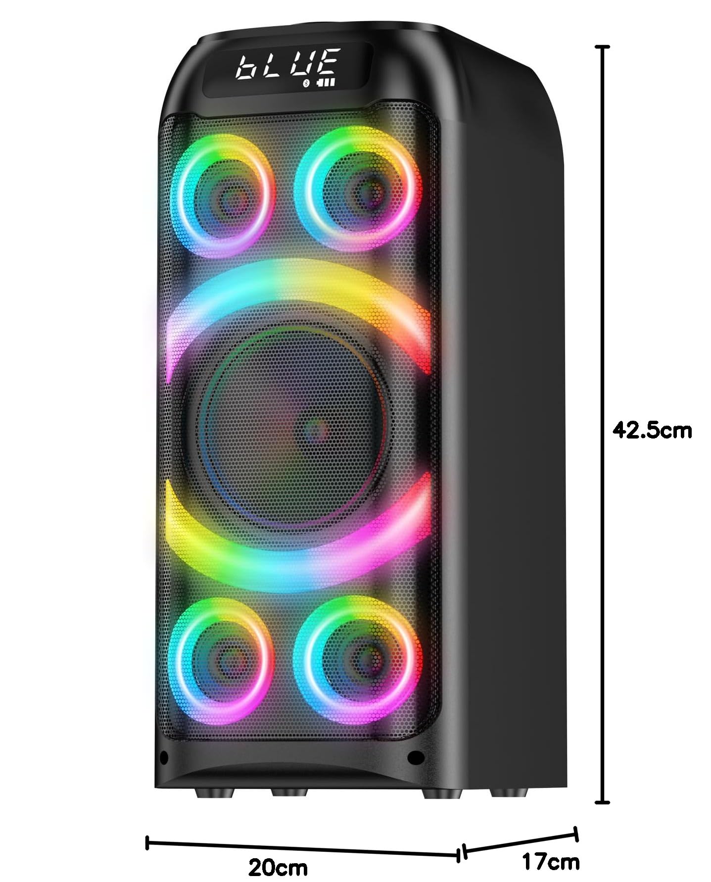 Altavoz Bluetooth 160W Potencia Máxima, Potente Sonido Estéreo Bassi Profondi Altavoces Portátiles Grandes para Fiestas con Subwoofer, Emparejamiento TWS, Luz LED Dinámica para Fiestas Camping