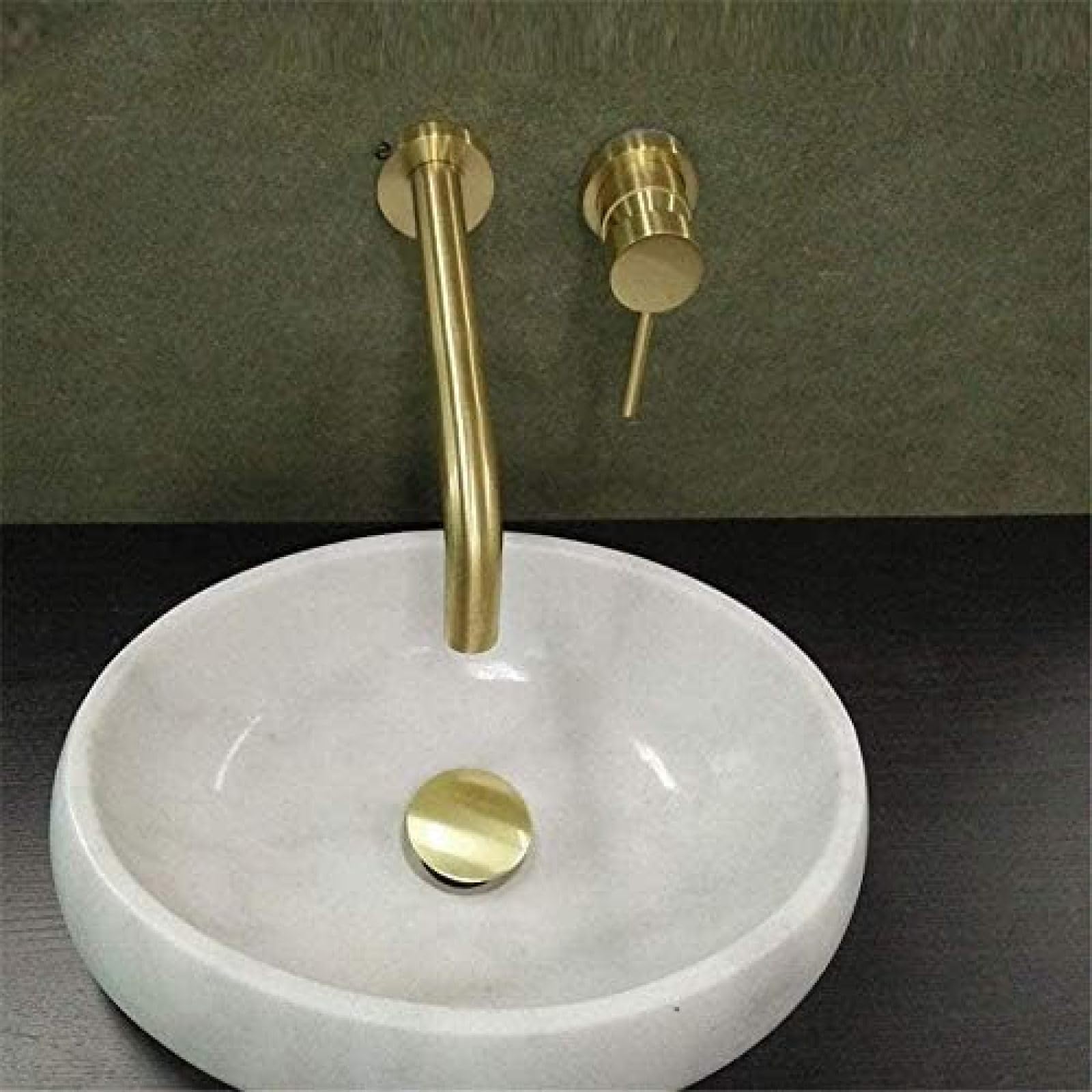 Aycdl Gold Faucet Brushed Basin Faucet Solid Brass Bathroom Wall Mounted Spout Bathtub Shower Mixer Tap Spout For Lavatary Sink