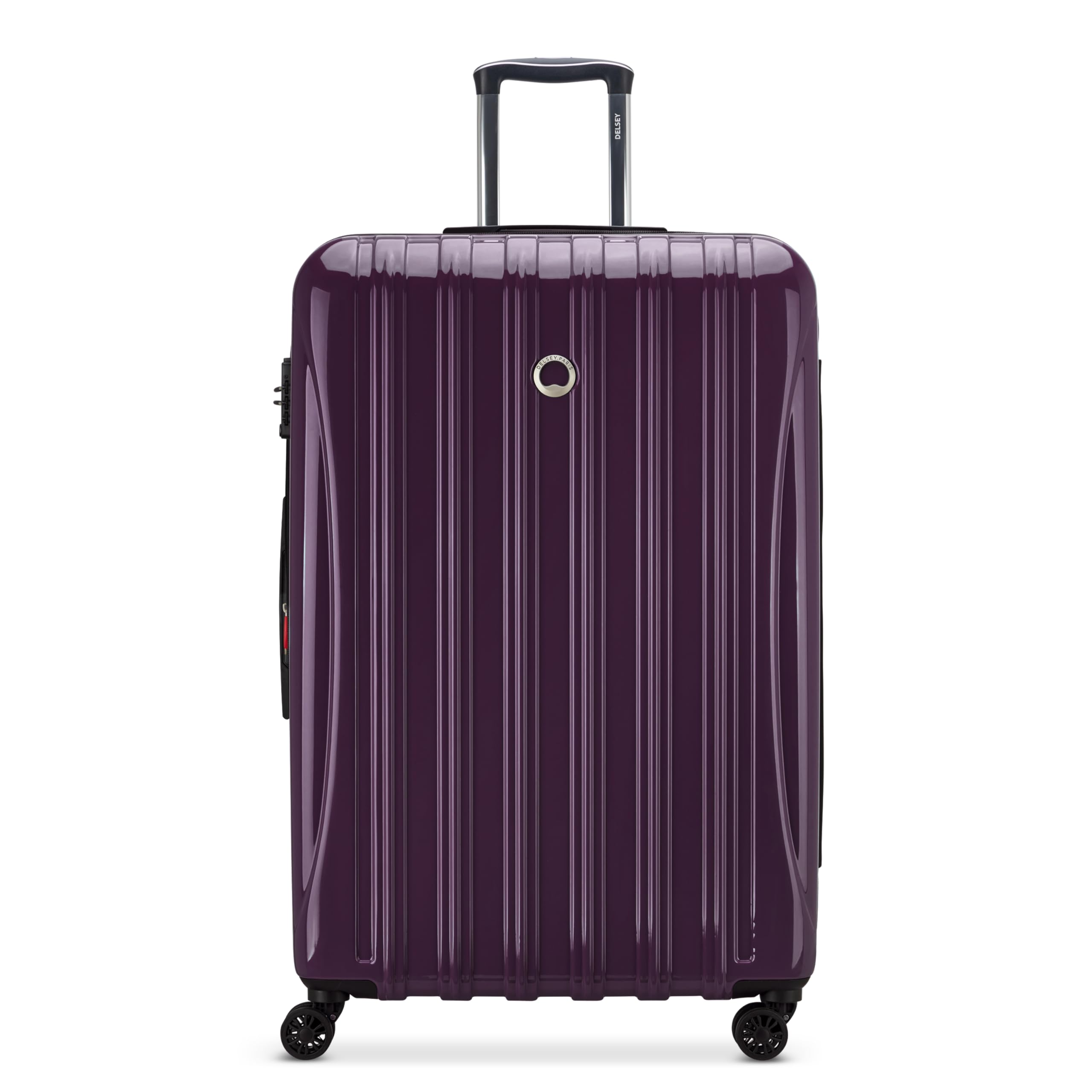 DELSEY PARIS Helium Aero Hardside Expandable Luggage with Spinner Wheels, Plum, Checked-Large 28 Inch